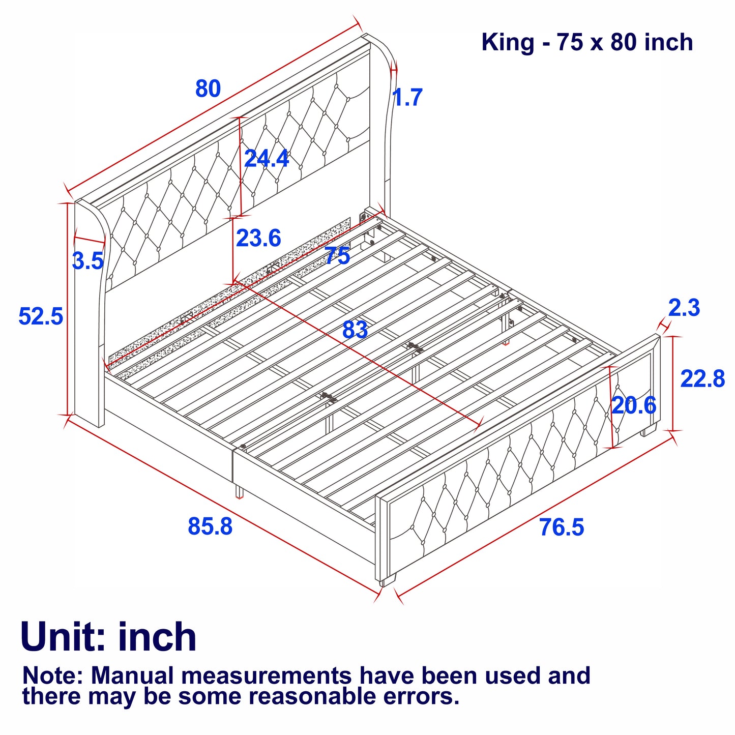 King Platform Bed Frame, Velvet Upholstered Bed with Deep Tufted Buttons, Adjustable Colorful Lighted Strip Decorative Headboard, Wide Wingbacks, BEIGE