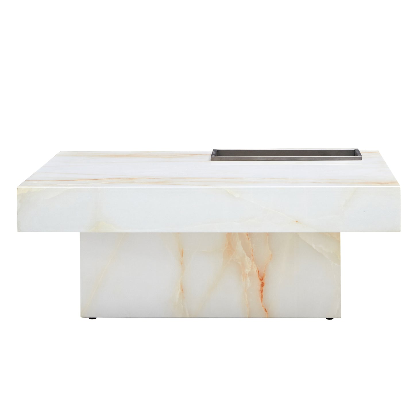 A modern and practical coffee table with imitation marble patterns, made of MDF material. The fusion of elegance and natural fashion 31.4"* 31.4"* 12 "