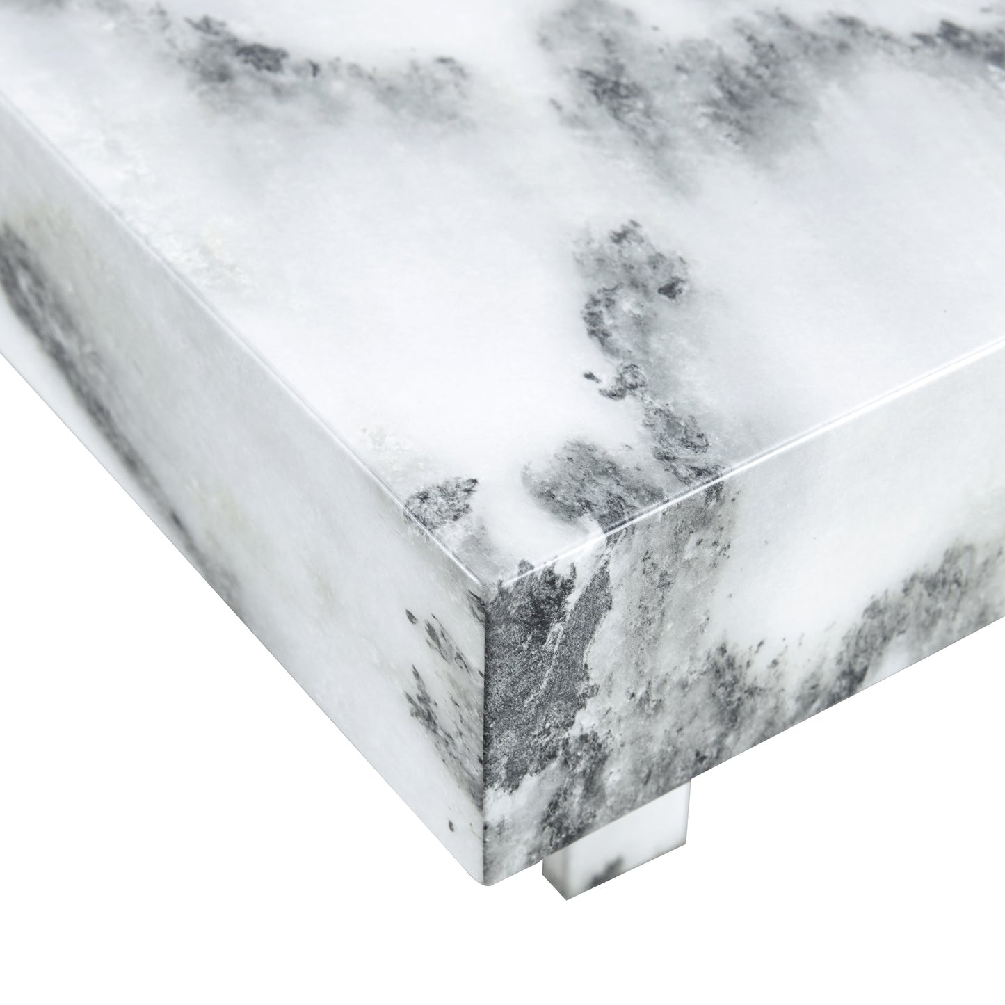 A modern and practical coffee table, black and white in imitation marble pattern, made of MDF material. The fusion of elegance and natural fashion 31.4"* 31.4"* 12 "