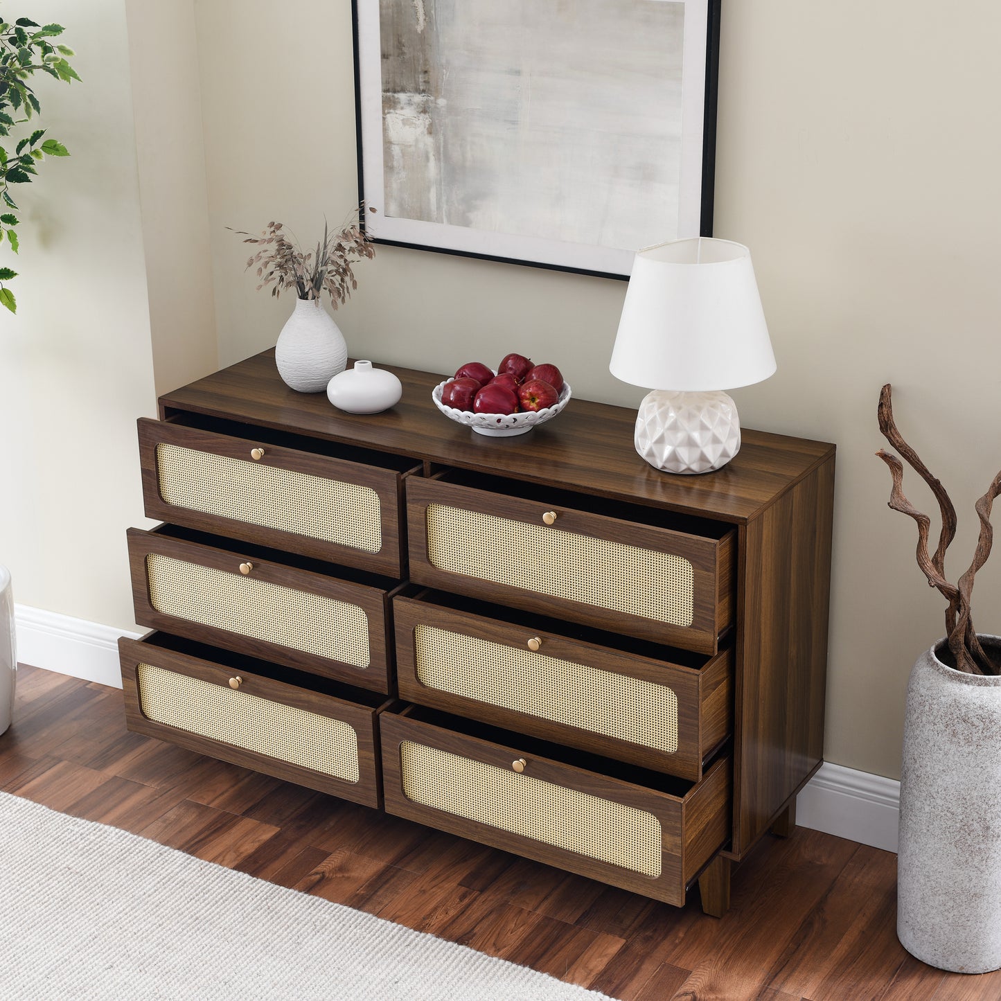 Drawer bedroom dresser, wooden antique dresser, TV cabinet bedroom living room corridor storage dresser, storage box drawer cabinet, six-drawer cabinet