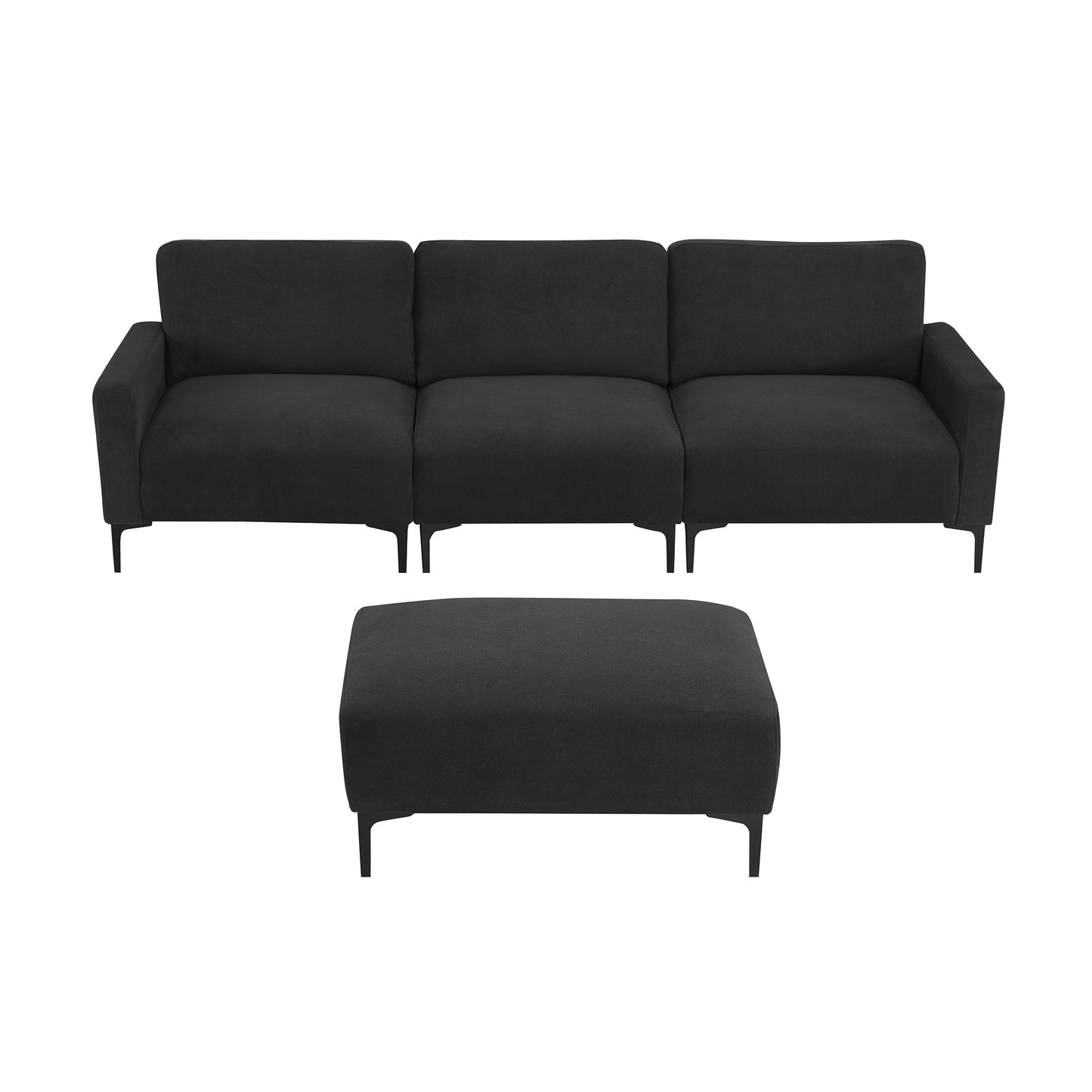 103.5*59" Modern L-shaped Sectional Sofa, 4-seat Velvet Fabric Couch Set with Convertible Ottoman,Freely Combinable Sofa for Living Room, Apartment, Office,Apartment