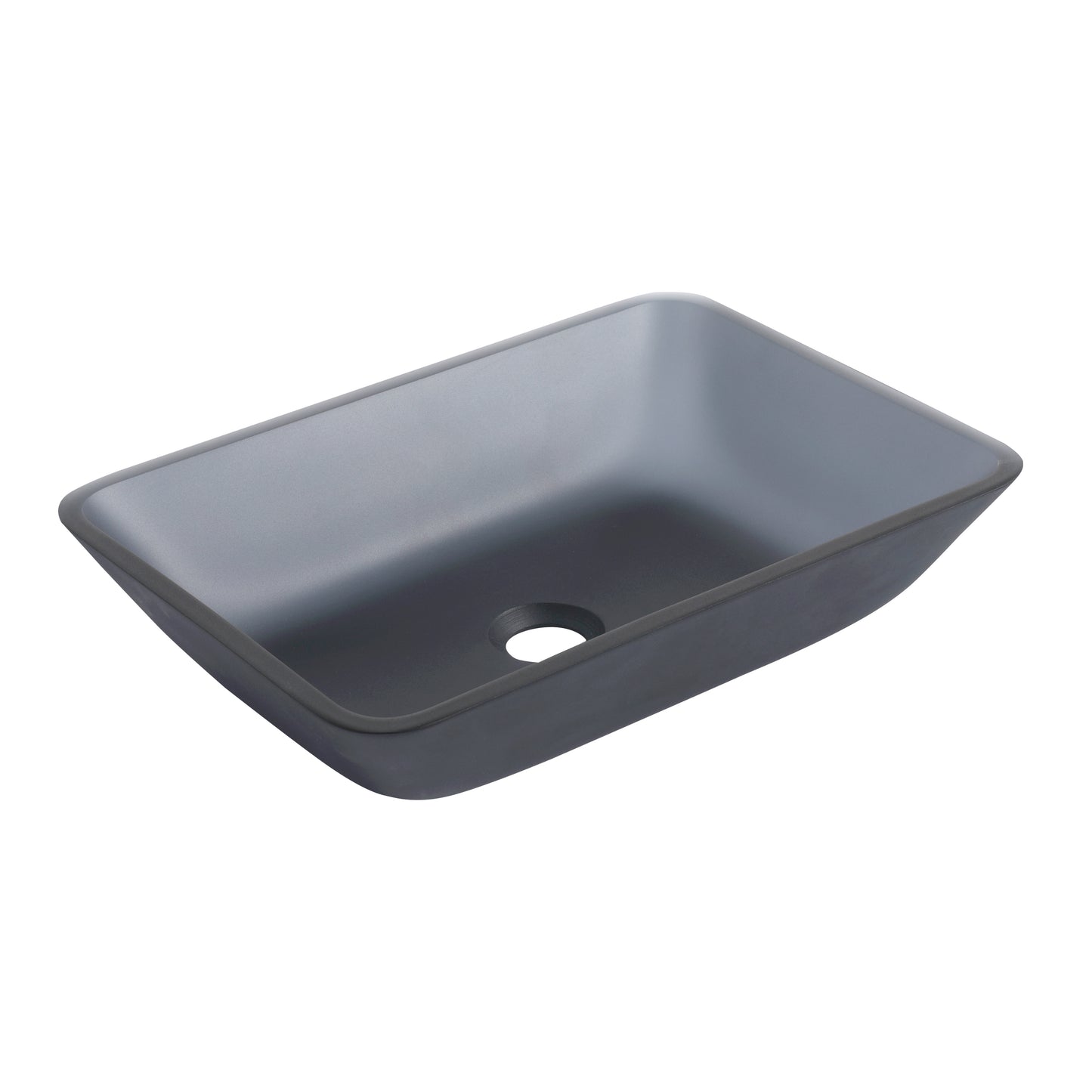 Tempered Glass Matte Bathroom Vessel Sink, Rectangle Bathroom Basin (Tempered Glass Matt Gray)