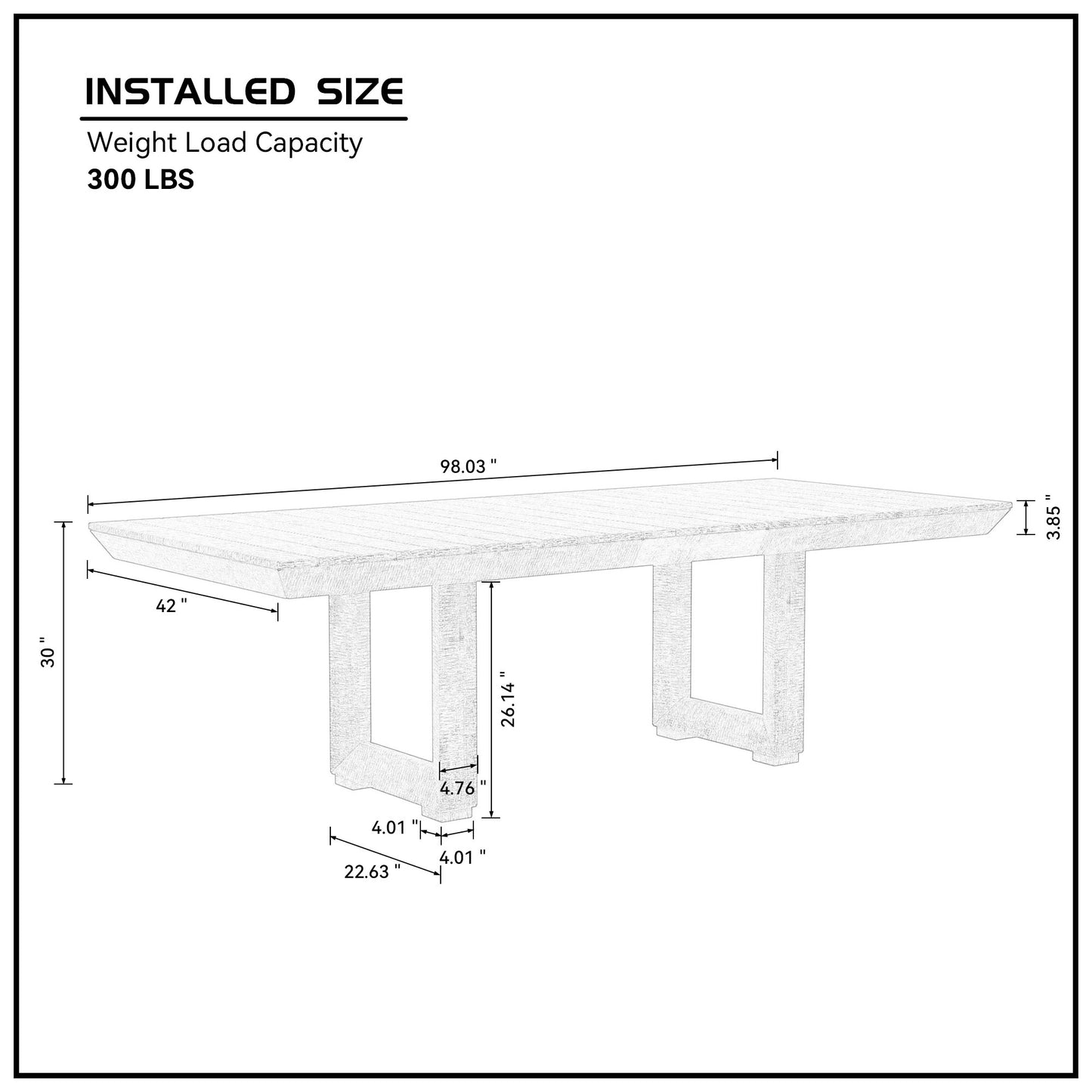 98" Rectangular dining table Stretchable Farmhouse dining table for Dining Room, Home Office Gray