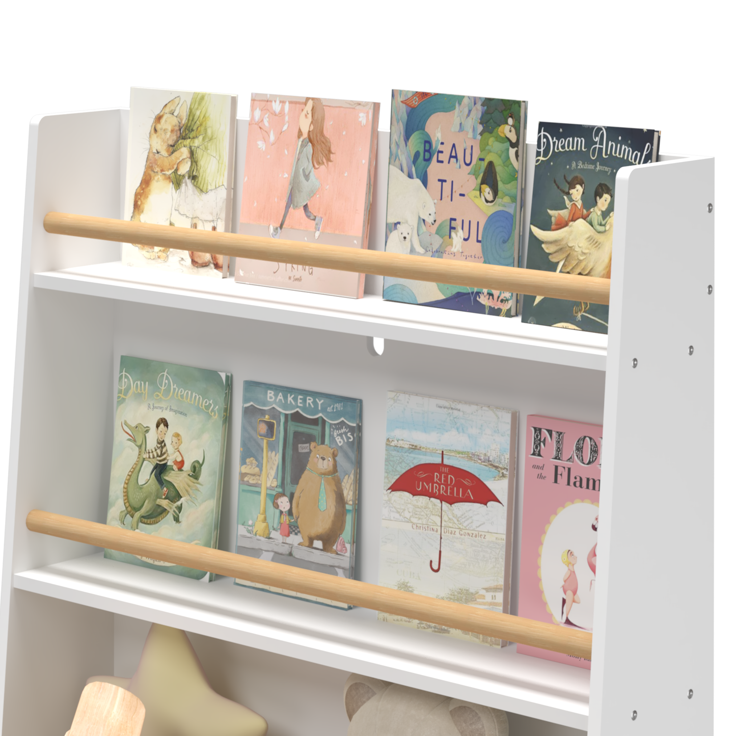 Kids Bookshelf, Book and Magazine Rack, Book Organizer, toy Storage Cabinet Organizer, White