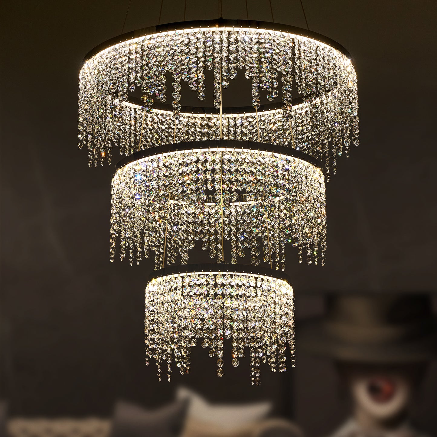 （缺货）Fancy hanging ceiling lamps luxury modern pendant light crystal chandelier