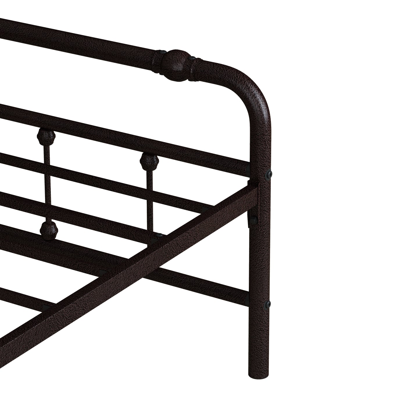 （缺货）King Size Metal Platform Bed Frame with Victorian Style Wrought Iron-Art Headboard/Footboard, Deep Rustic Brown