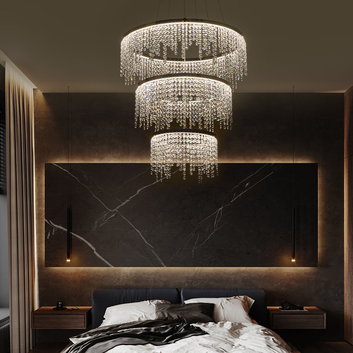 （缺货）Fancy hanging ceiling lamps luxury modern pendant light crystal chandelier