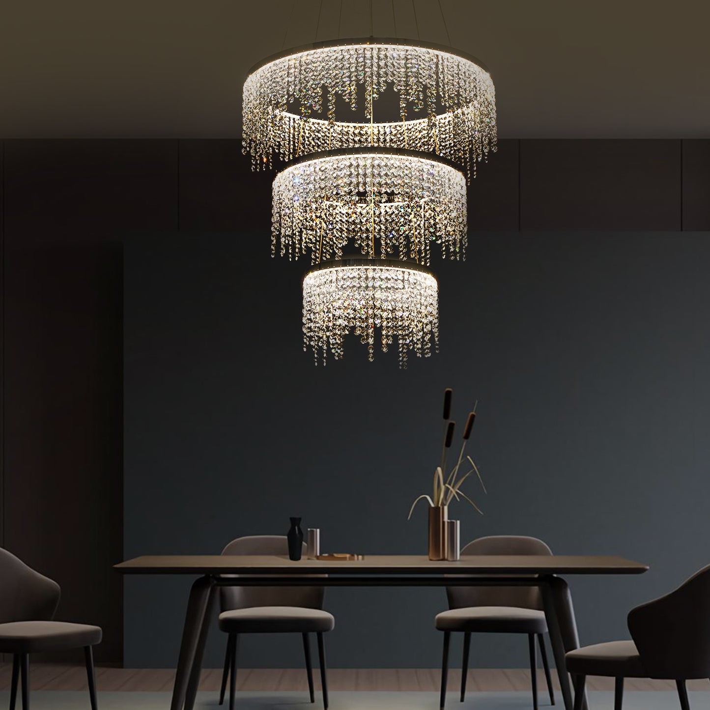 （缺货）Fancy hanging ceiling lamps luxury modern pendant light crystal chandelier