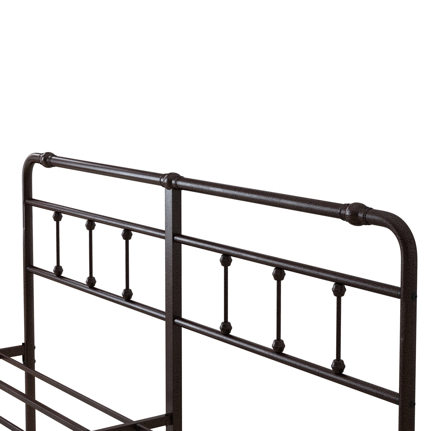 （缺货）King Size Metal Platform Bed Frame with Victorian Style Wrought Iron-Art Headboard/Footboard, Deep Rustic Brown