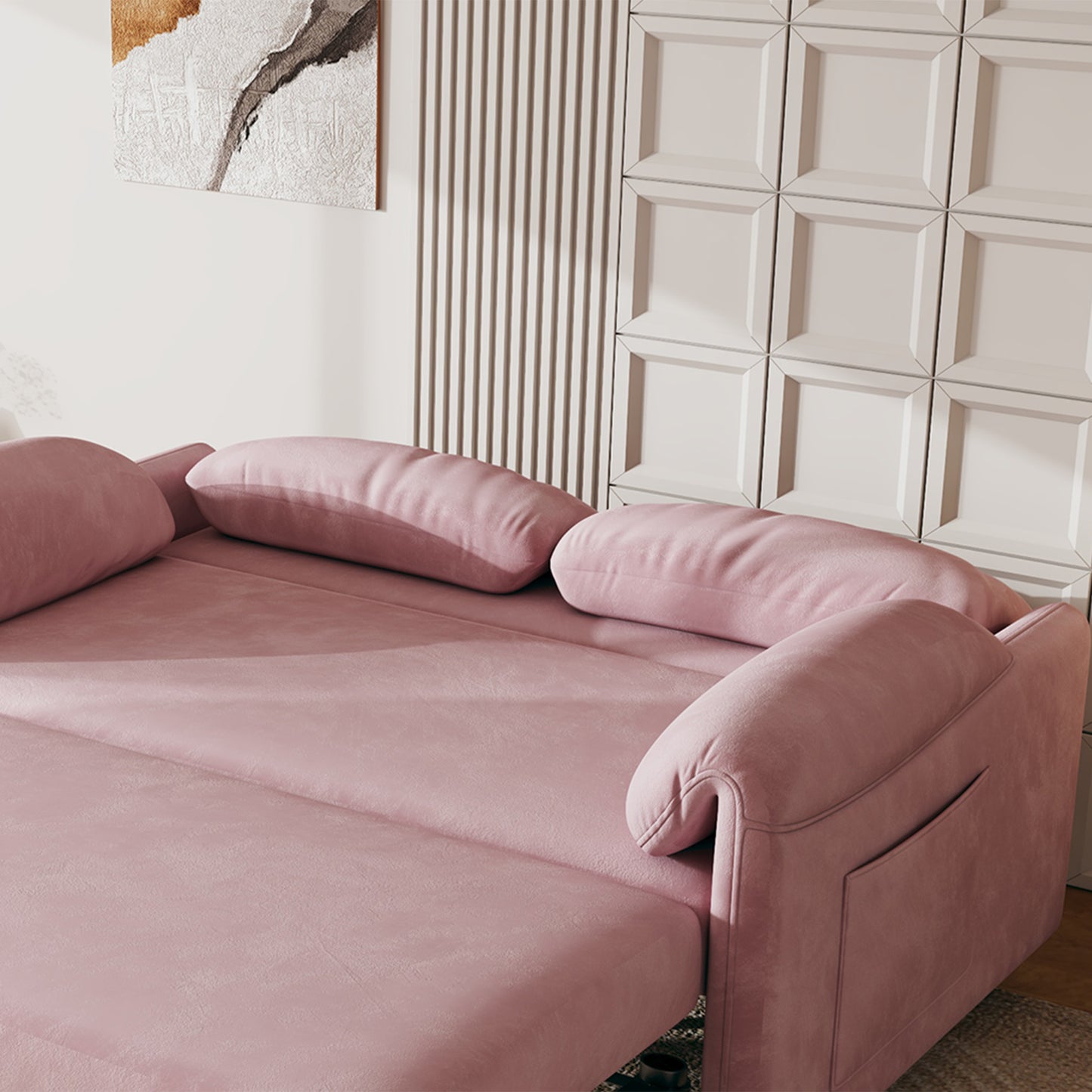 54-inch velvet pink sofa sofa bed Multi-purpose living room retractable bed