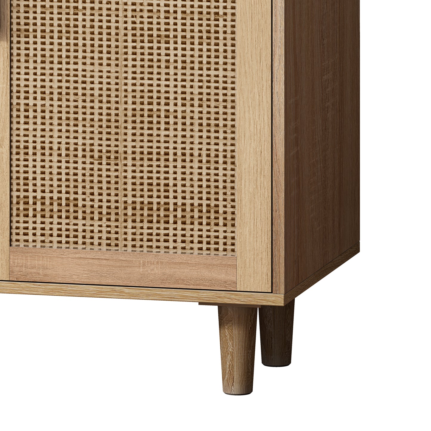 62.20"Elegant and Functional 4-Door Rattan Decorative Storage Cabinet,for Bedroom,Living Room,Office,Easy Assembly