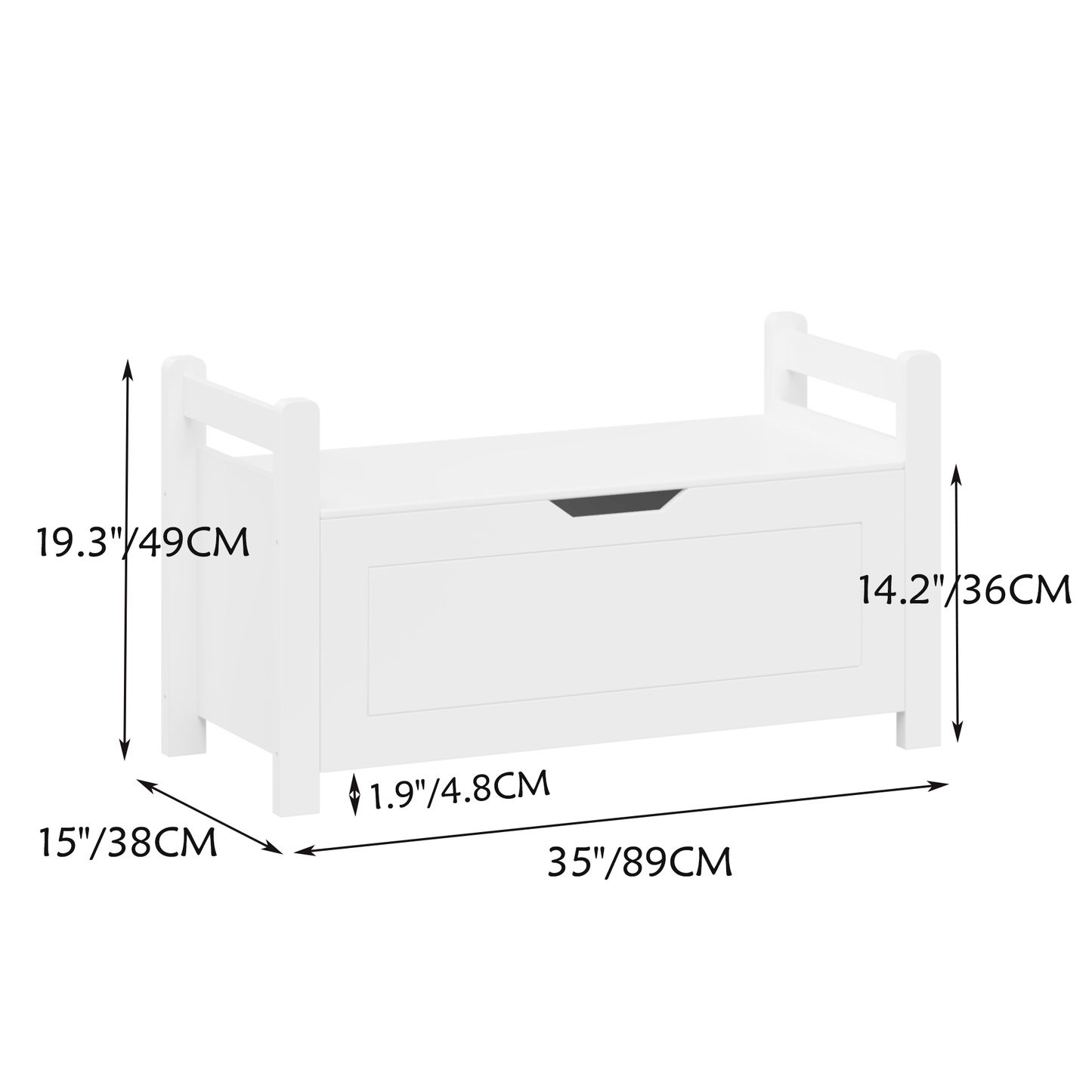 （缺货）Kids Toy Box Chest, White Rubber Wood Toy Box for Boys Girls, Large Storage Cabinet with Flip-Top Lid/Safety Hinge, Toy Storage Organizer Trunk for Nursery, Playroom