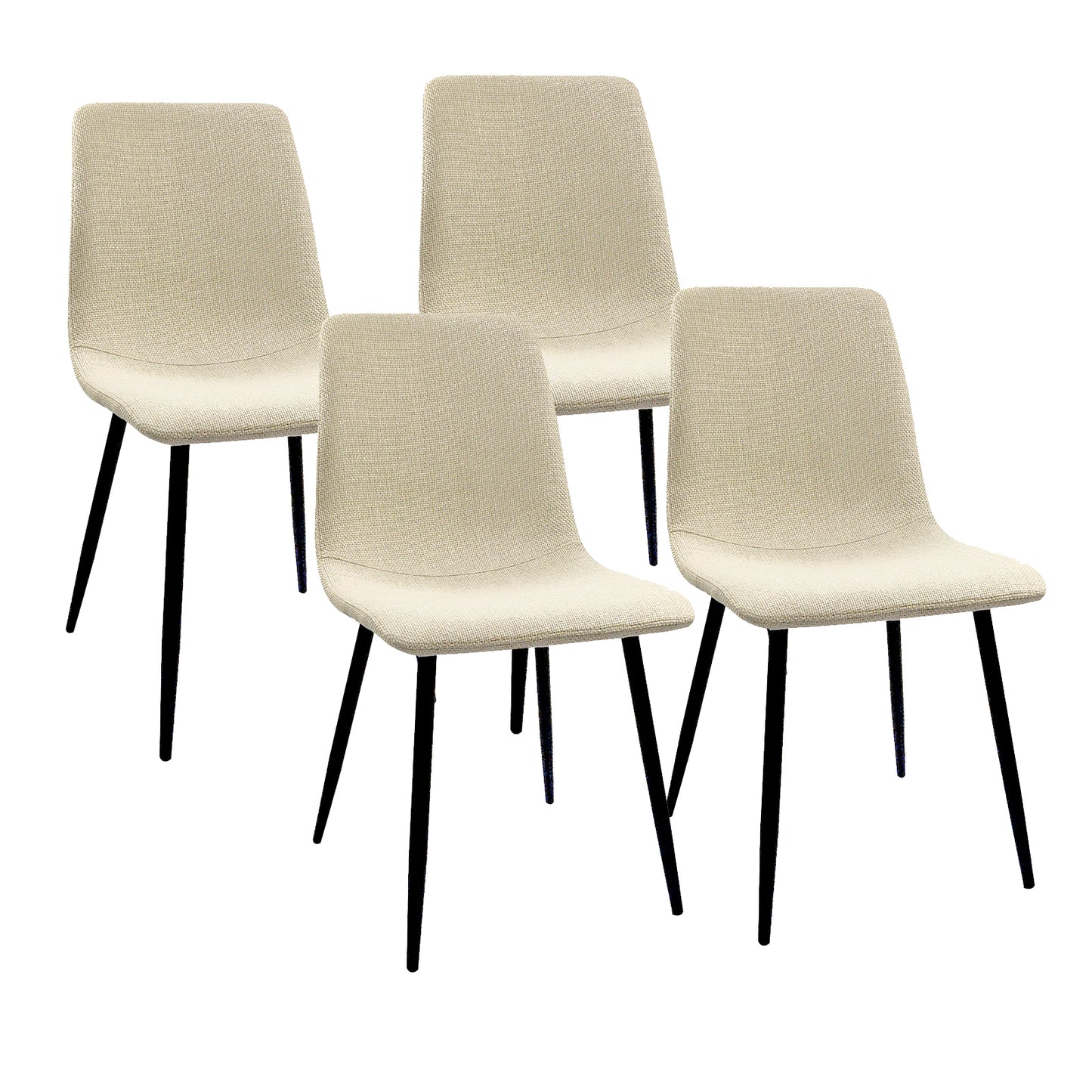 （预计10.3~10.10到货）Dining Chairs Set of 4,Modern Kitchen Dining Room Chairs,Upholstered Dining Accent Chairs in linen Cushion Seat and Sturdy Black Metal Legs .Fabric dining chairs (Beige)