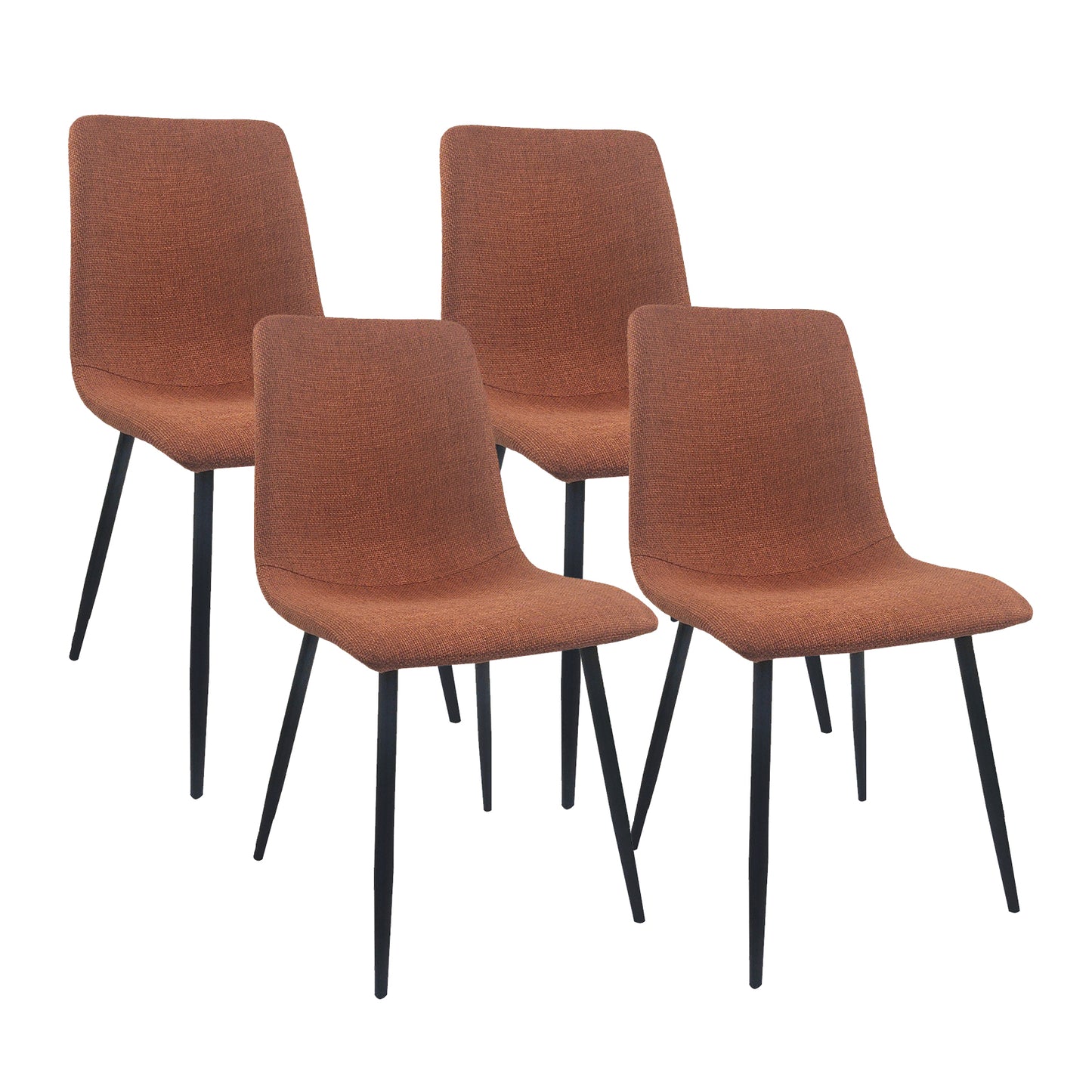 （缺货）Dining Chairs Set of 4,Modern Kitchen Dining Room Chairs,Upholstered Dining Accent Chairs in linen Cushion Seat and Sturdy Black Metal Legs(Caramel)