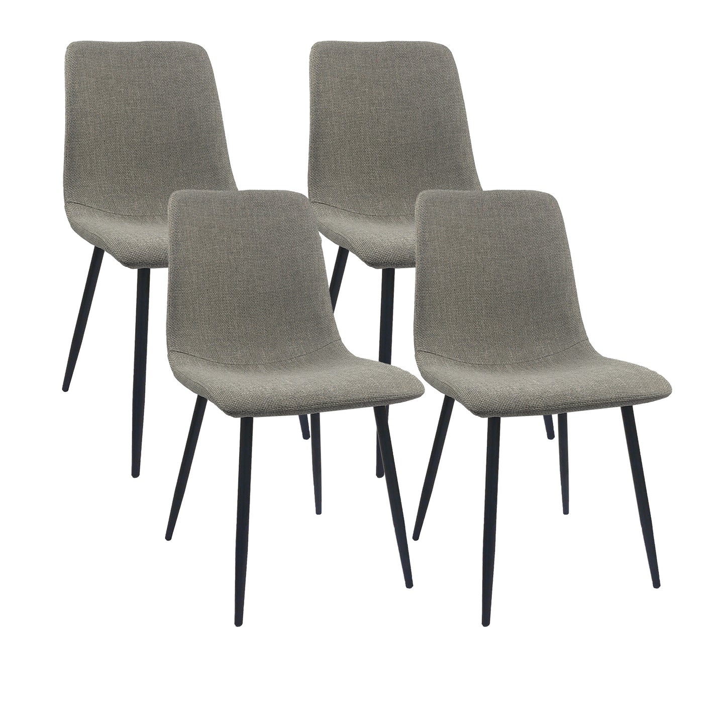 （最后1个库存）Dining Chairs Set of 4,Modern Kitchen Dining Room Chairs,Upholstered Dining Accent Chairs in linen Cushion Seat and Sturdy Black Metal Legs(Grey)