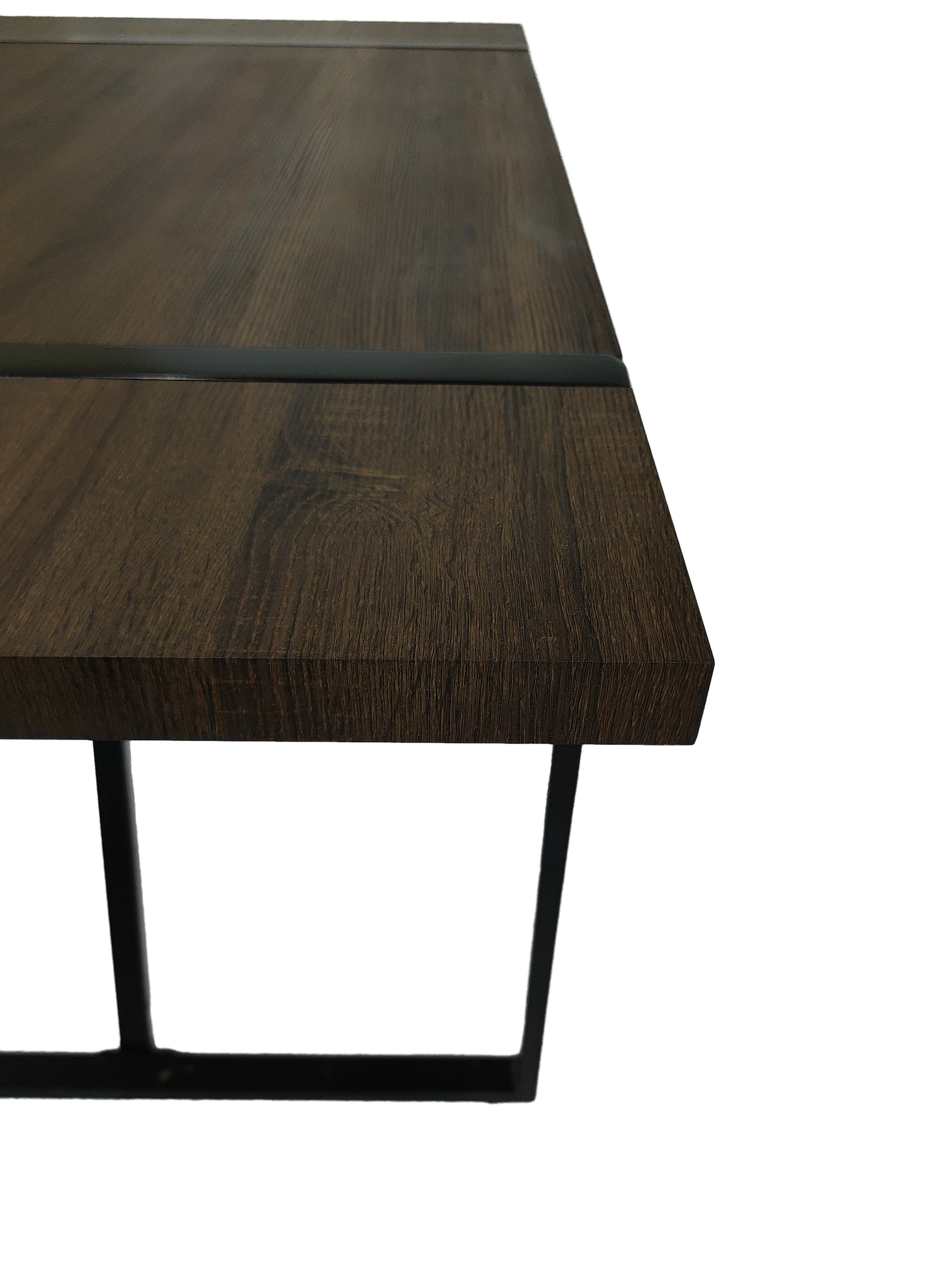 55"Rustic Industrial Rectangular MDF Walnut color Dining Table For 4-6 Person, With 1.5" Thick Engineered Wood Tabletop and Black Metal Legs, For writing DeskKitchen terrace Dining Living Room