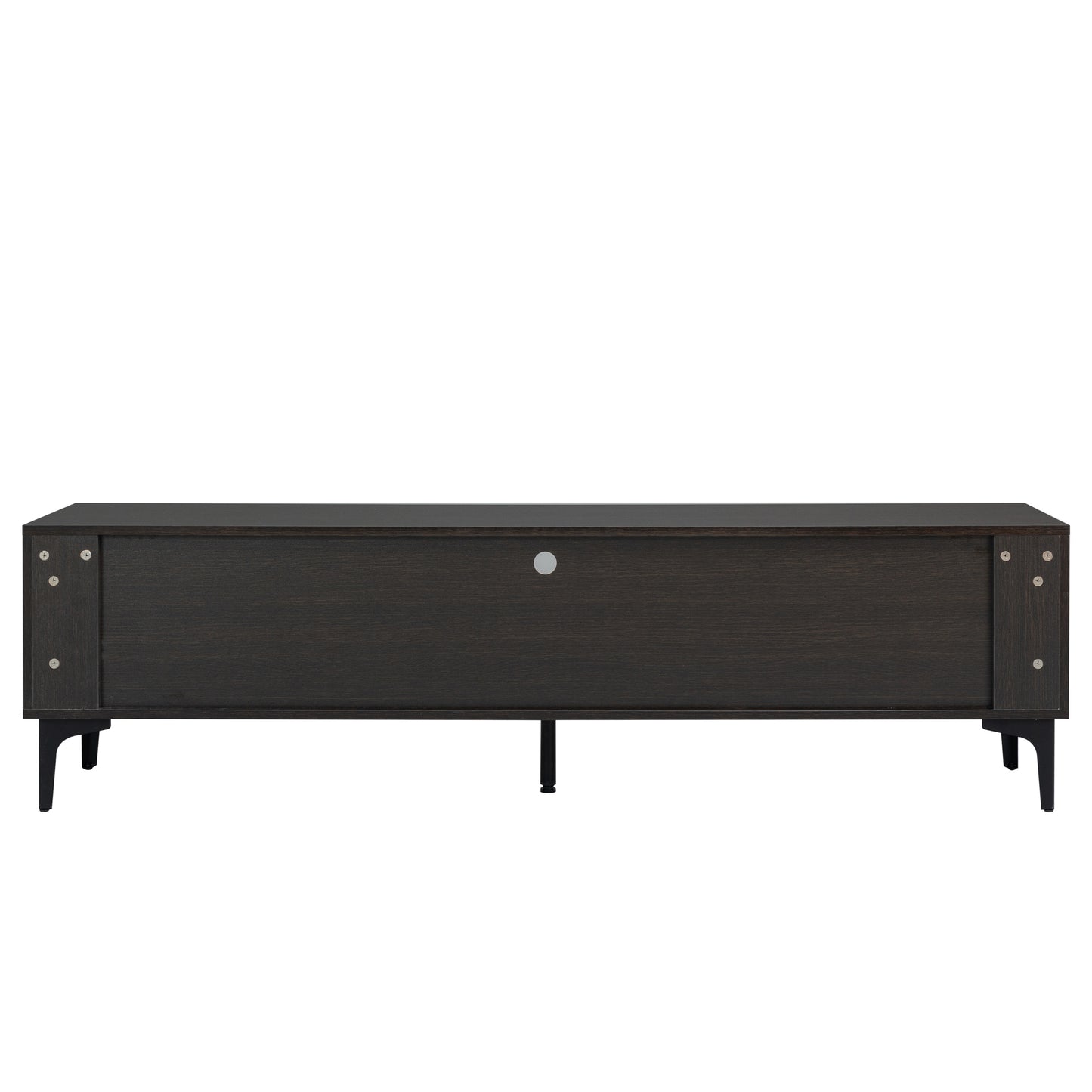 （预计1.18-1.25到货）TV stand,TV Cabinet,entertainment center,TV console,media console,with LED remote control lights,UV bloom drawer panel,ferrous legs,can be placed in the living room, bedroom, color: Dark Brown+black