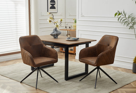 Modern chair(set of 2 ) with iron tube legs, soft cushions and comfortable backrest, suitable for dining room, living room, cafe, simple structure.swivel chair