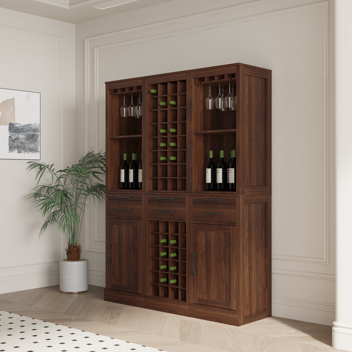 4.brown walnut color modular 28 wine bar cabinet Buffet Cabinet