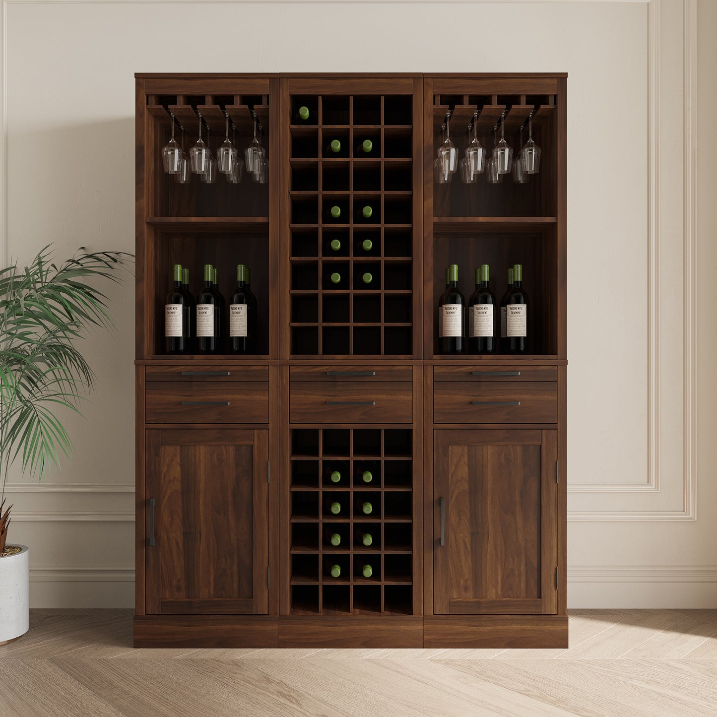 4.brown walnut color modular 28 wine bar cabinet Buffet Cabinet