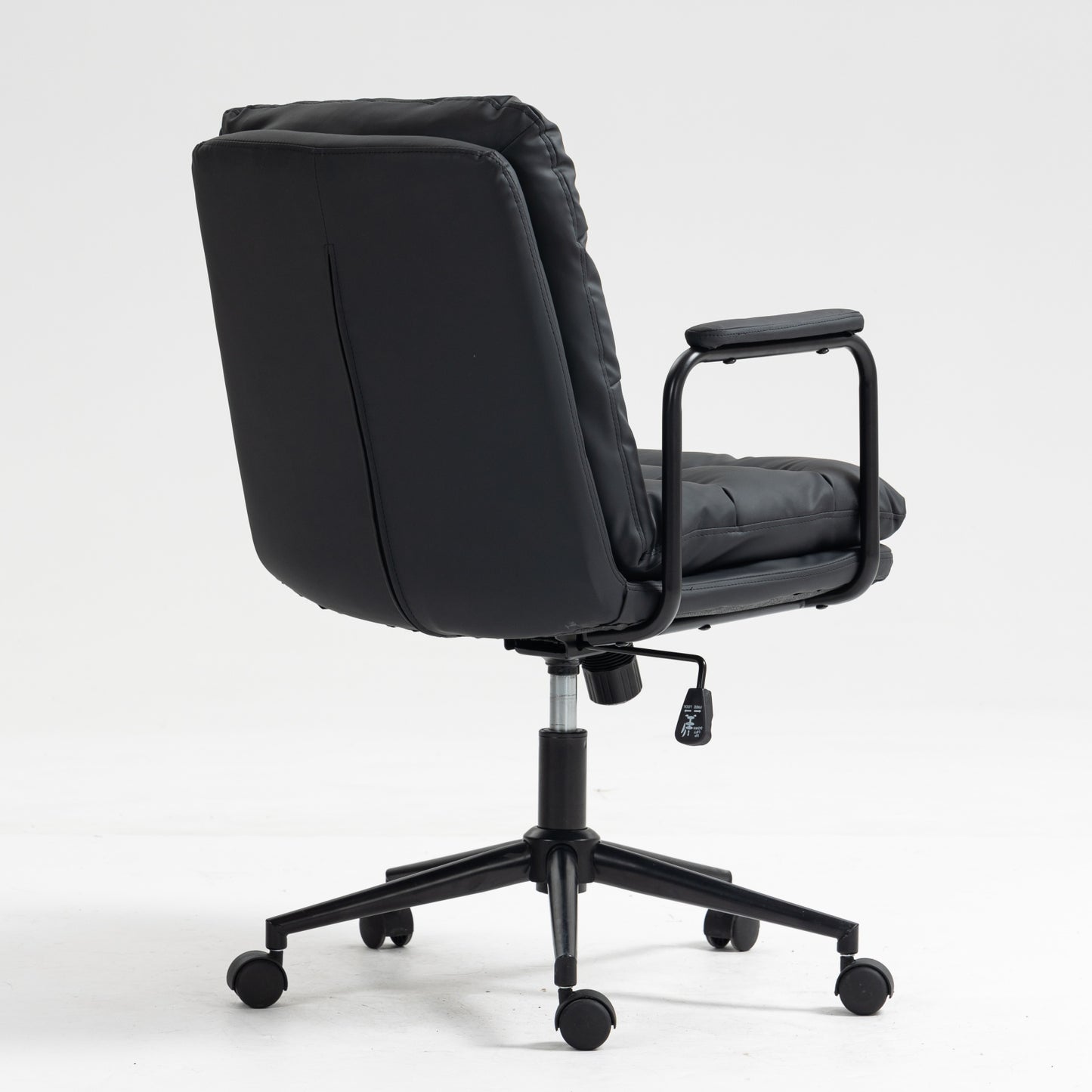 Office Chair,Mid Back Home Office Desk Task Chair with Wheels and Arms Ergonomic PU Leather Computer Rolling Swivel Chair with Padded Armrest,The back of the chair can recline 40° (Black)