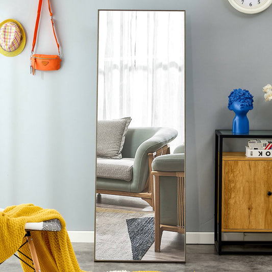 3rd generation Grey Solid Wood Frame Full-length Mirror, Dressing Mirror, Bedroom Home Porch, Decorative Mirror, Clothing Store, Floor Mounted Large Mirror, Wall Mounted.65"*23"