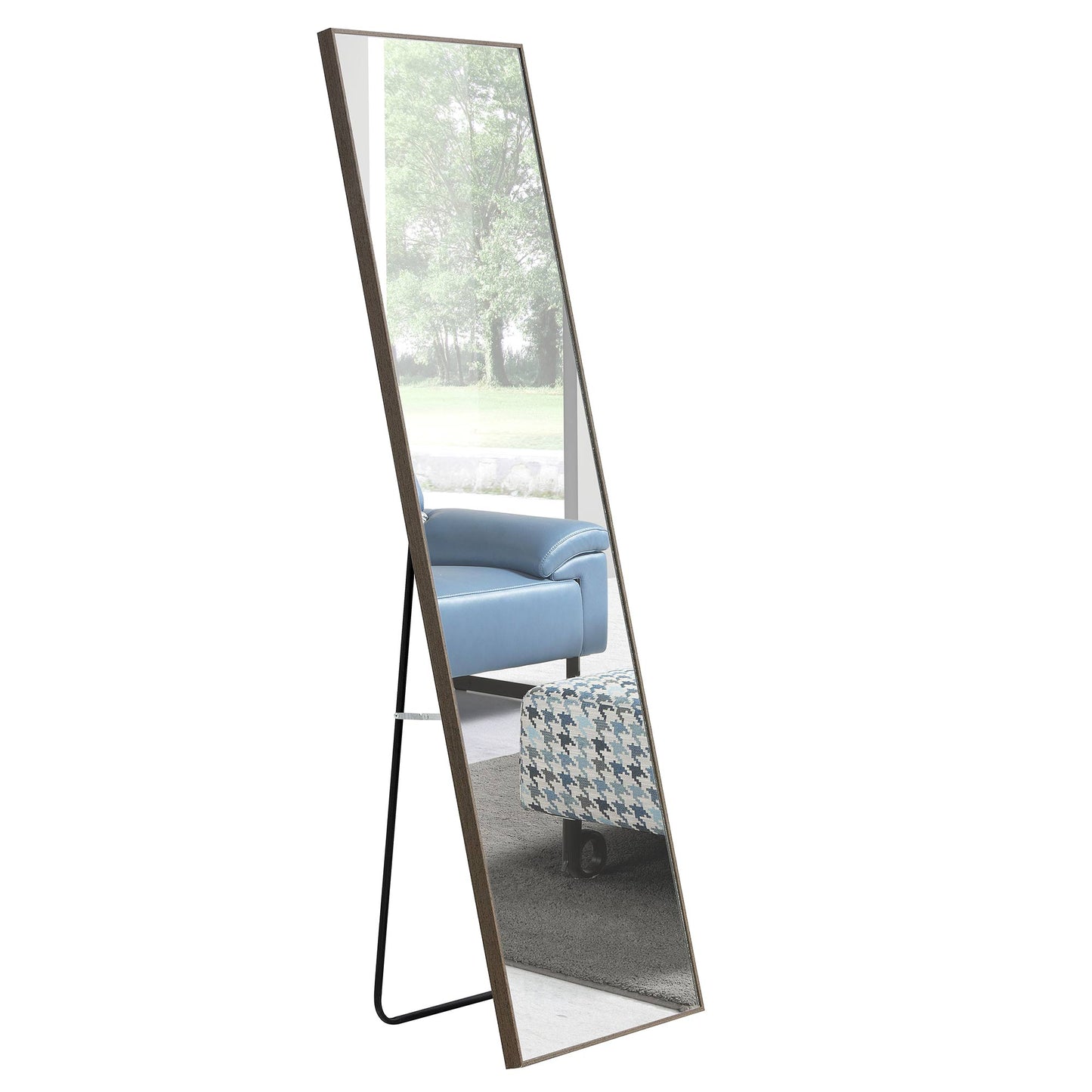 3rd generation Grey Solid Wood Frame Full-length Mirror, Dressing Mirror, Bedroom Home Porch, Decorative Mirror, Clothing Store, Floor Mounted Large Mirror, Wall Mounted.65"*23"