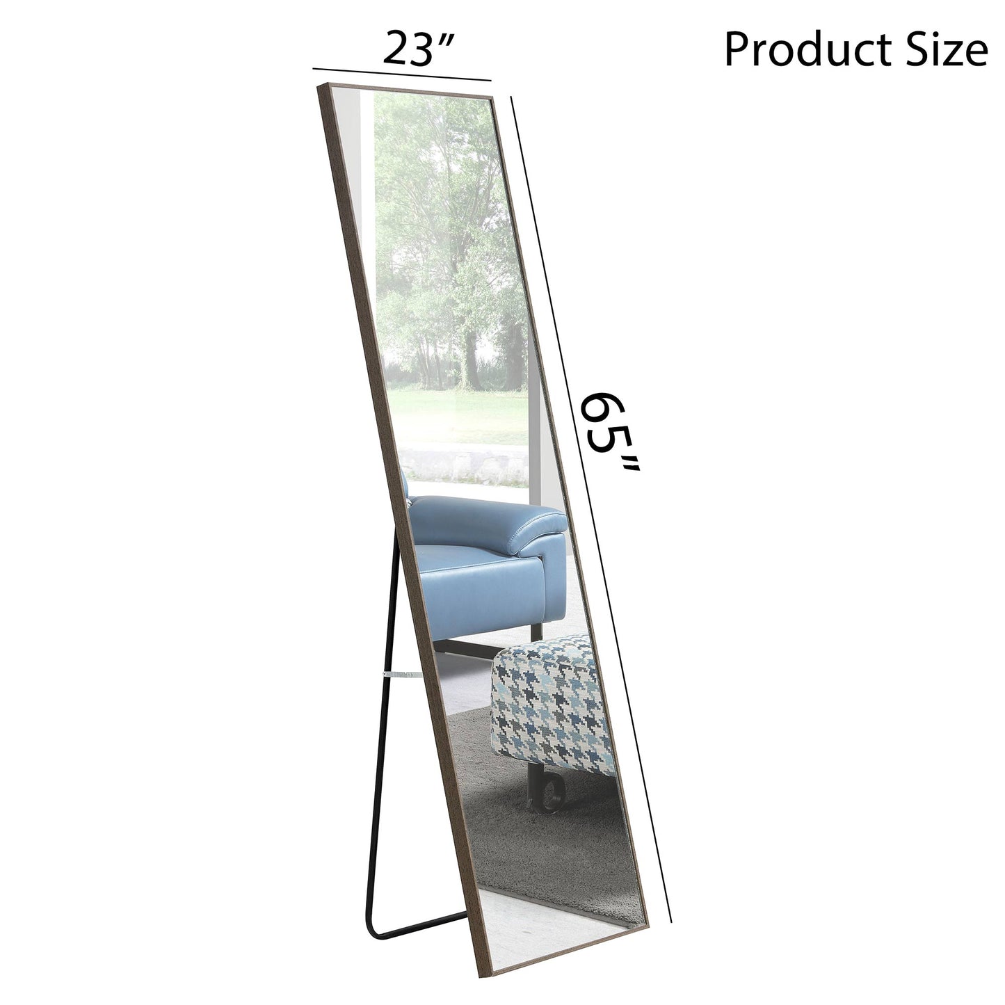 3rd generation Grey Solid Wood Frame Full-length Mirror, Dressing Mirror, Bedroom Home Porch, Decorative Mirror, Clothing Store, Floor Mounted Large Mirror, Wall Mounted.65"*23"