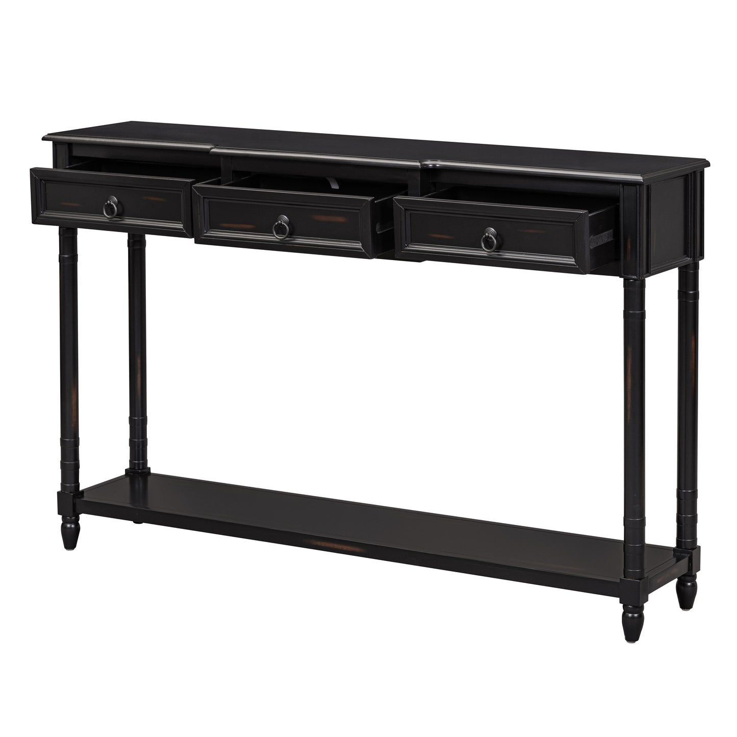 TREXM Console Table Sofa Table with Drawers for Entryway with Projecting Drawers and Long Shelf (Espresso, OLD SKU: WF189574AAB)