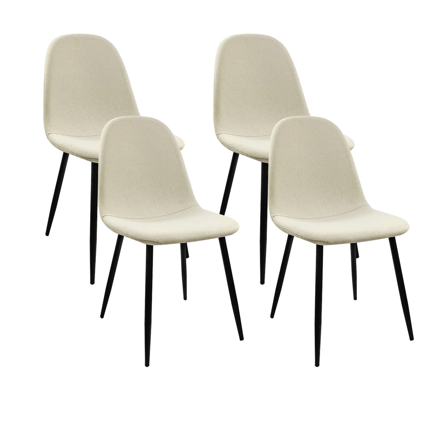 （9.13~9.20补货）Dining Chairs Set of 4, Modern Accent Chairs with Linen Fabric Upholstered Seat, Spoon Shape Kitchen Chair with Black Metal Legs Dining Side Chairs for Dining Room Kitchen (Beige)