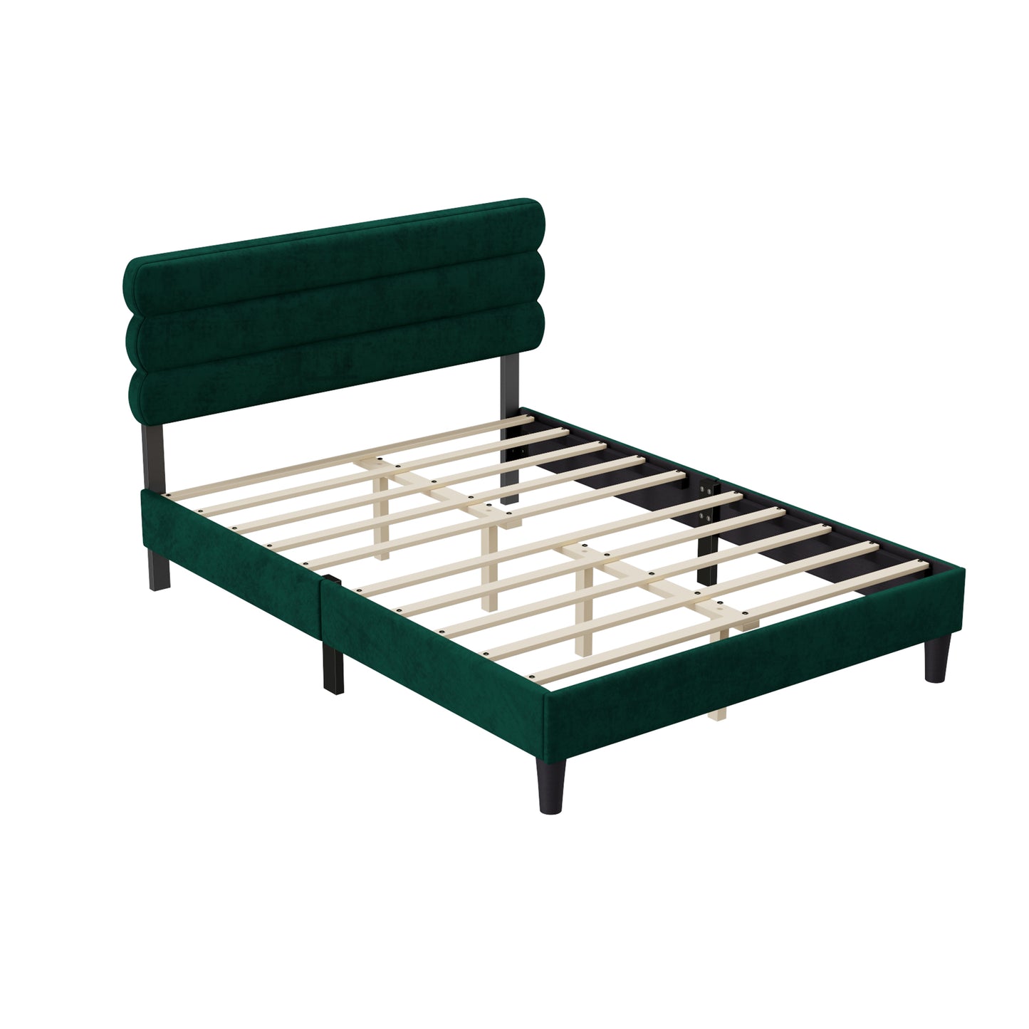 Queen Bed Frame with Headboard,Sturdy Platform Bed with Wooden Slats Support,No Box Spring,Mattress Foundation,Easy Assembly Green