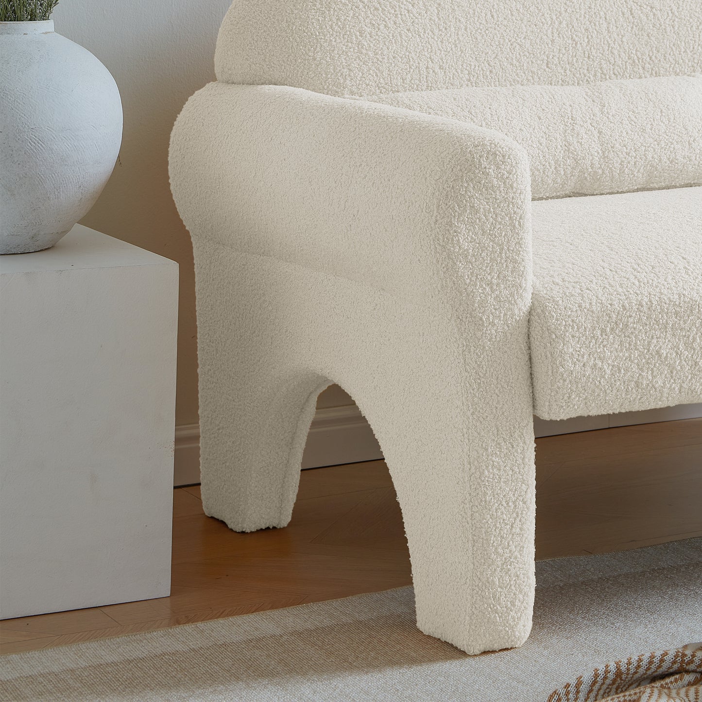 （缺货）modern boucle accent chair with lumbar pillow for living room