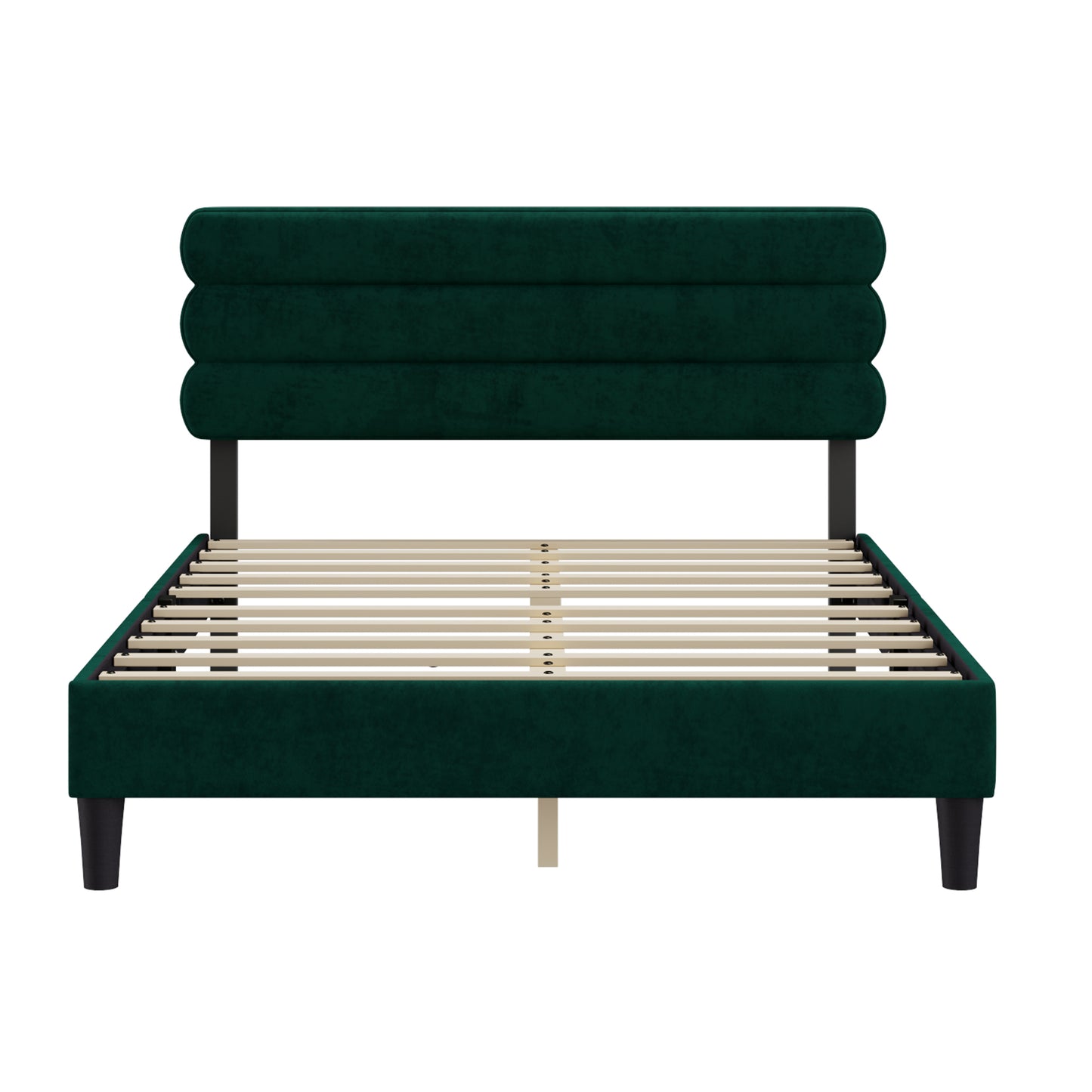 Queen Bed Frame with Headboard,Sturdy Platform Bed with Wooden Slats Support,No Box Spring,Mattress Foundation,Easy Assembly Green