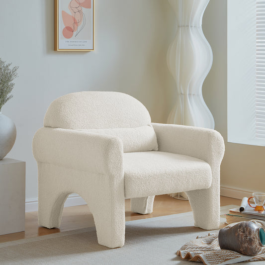 （缺货）modern boucle accent chair with lumbar pillow for living room