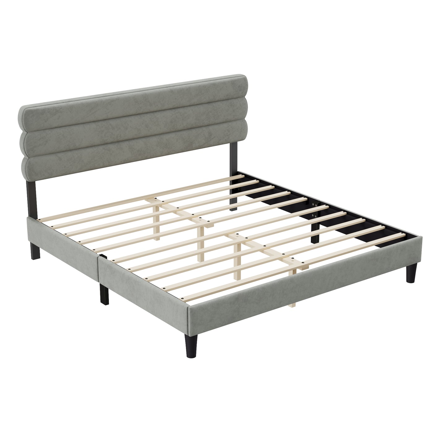 King Bed Frame with Headboard,Sturdy Platform Bed with Wooden Slats Support,No Box Spring,Mattress Foundation,Easy Assembly