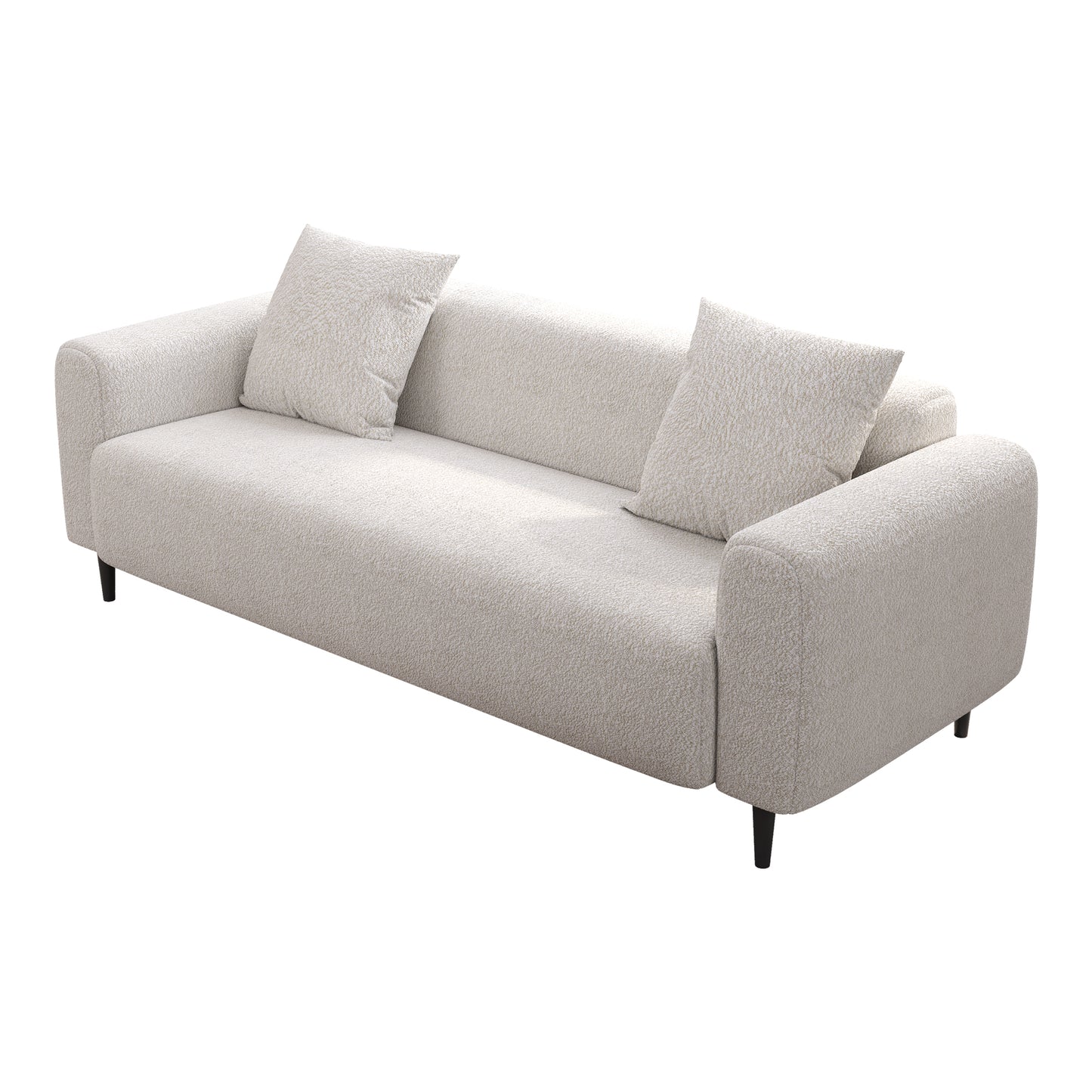 （最后3个）77.2″ Large size two Seat Sofa,Modern Upholstered,White mohair Granular velvet