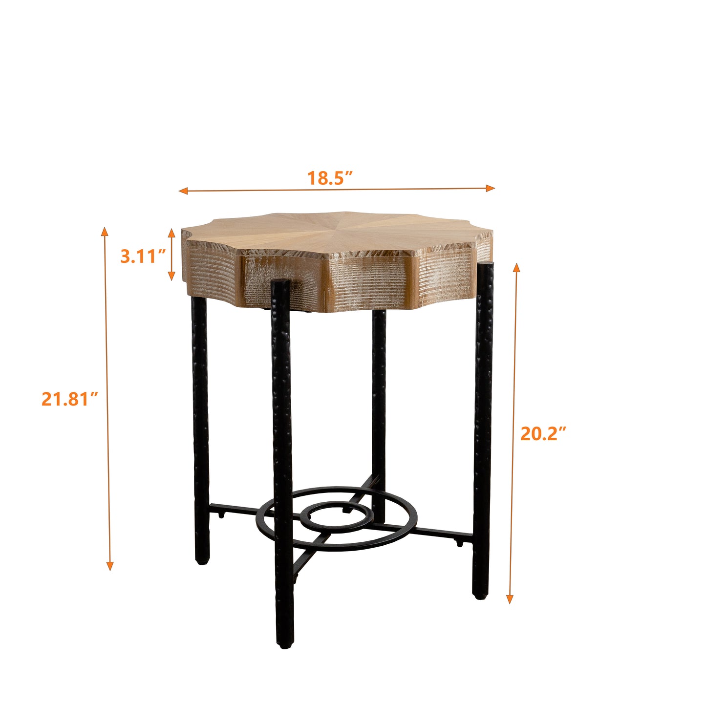 31.5 "Vintage Splicing Lace Shaped Coffee Table with Fir Wood Table Top and Concave Metal Cross Legs (Set of 2)