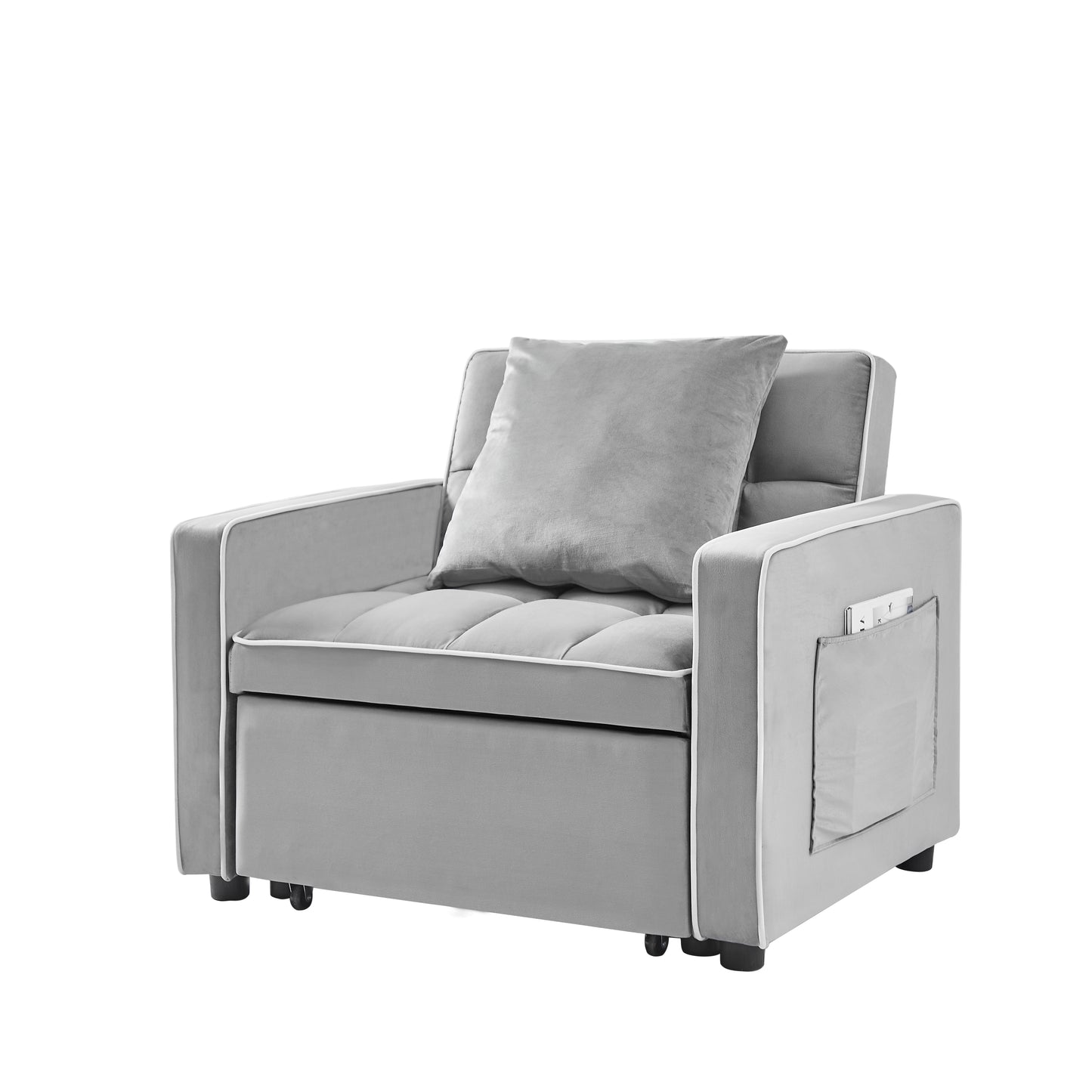 Three-in-one sofa bed chair folding sofa bed adjustable back into a sofa recliner single bed adult modern chair bed berth Grey