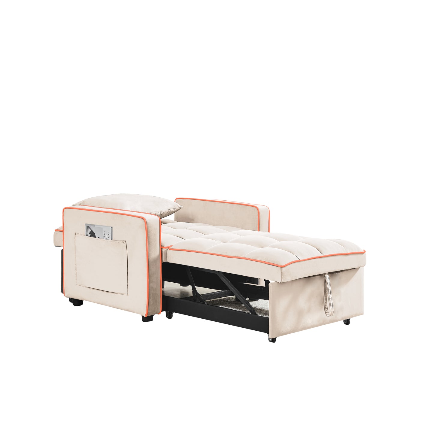 （预计9.17-9.24到货）Three-in-one sofa bed chair folding sofa bed adjustable back into a sofa recliner single bed adult modern chair bed berth creamy white