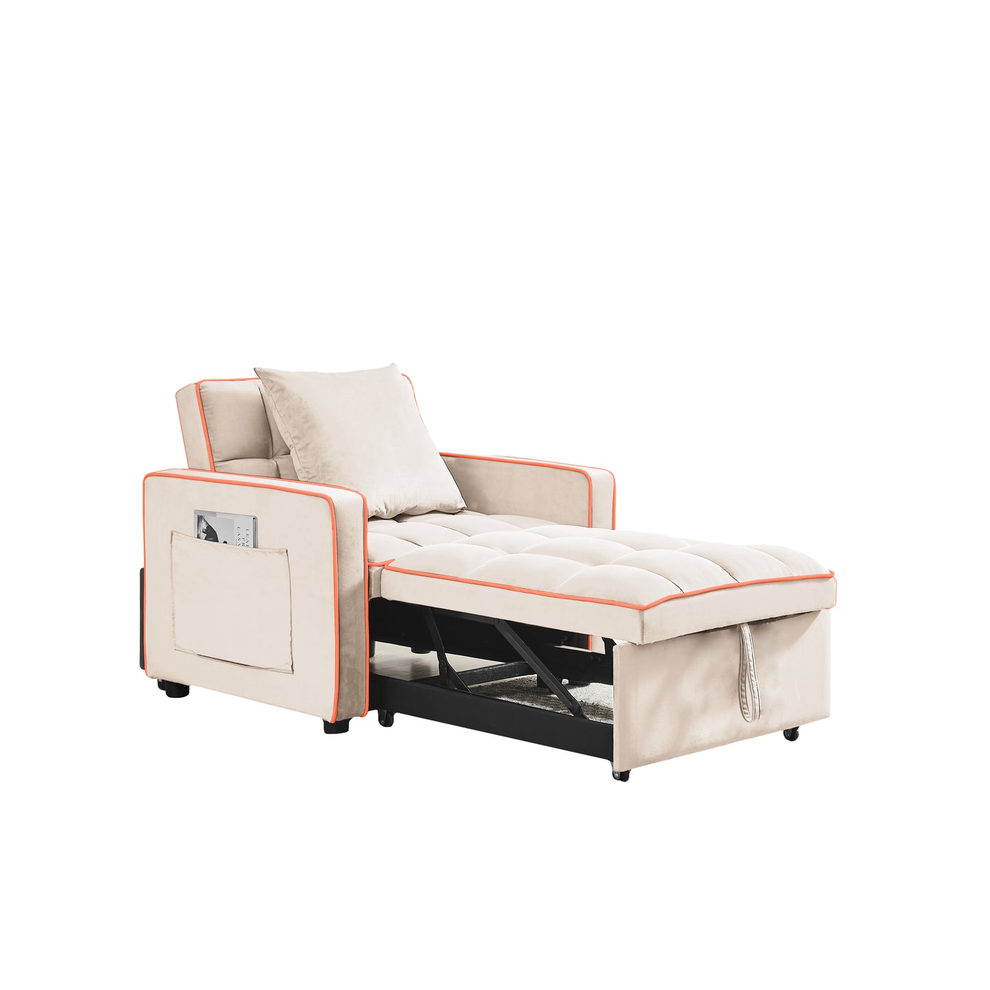 （预计9.17-9.24到货）Three-in-one sofa bed chair folding sofa bed adjustable back into a sofa recliner single bed adult modern chair bed berth creamy white