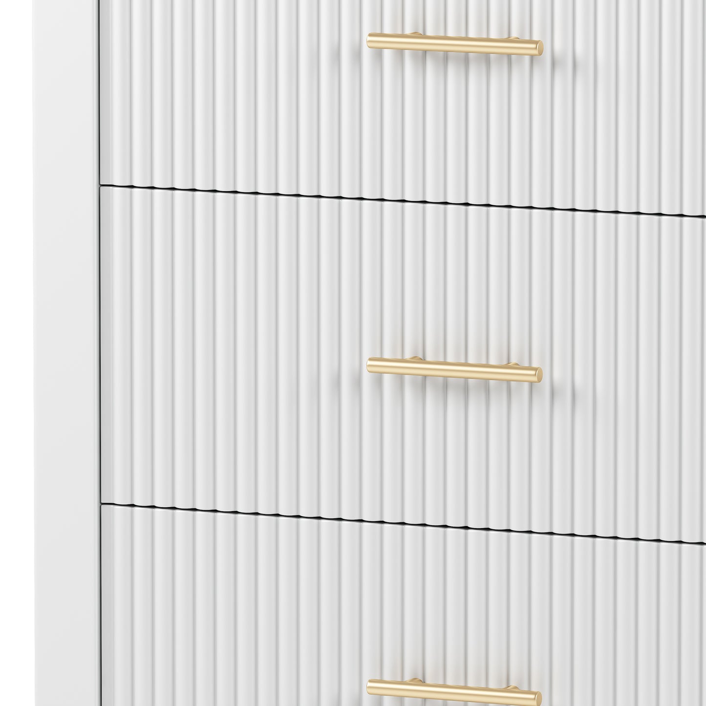 （缺货）6 Drawer Dresser with Metal Handle for Bedroom, Storage Cabinet with Vertical Stripe Finish Drawer, White(Passed ASTM F2057-23 Test)