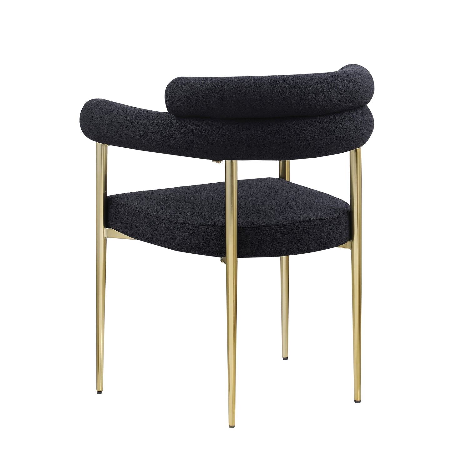 Woker Dining Chairs Set of 2, Mid-Century Modern Dining Chairs, Kitchen Dining Room Chairs, Round Boucle Backrest Sherpa Dining Chair with Brushed Bronze Metal Legs