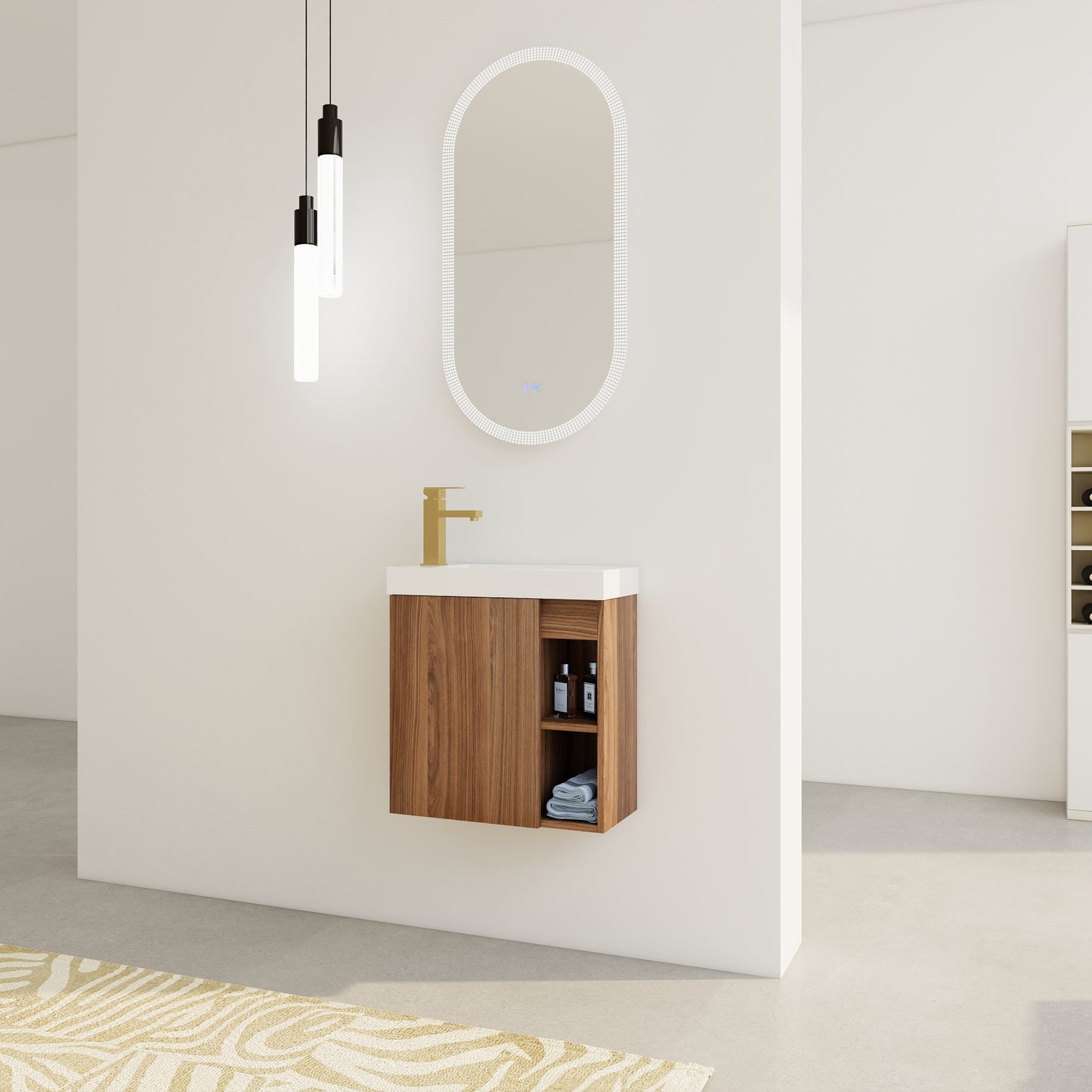 20'' Floating Wall-Mounted Bathroom Vanity with White Resin Sink & Soft-Close Cabinet Door