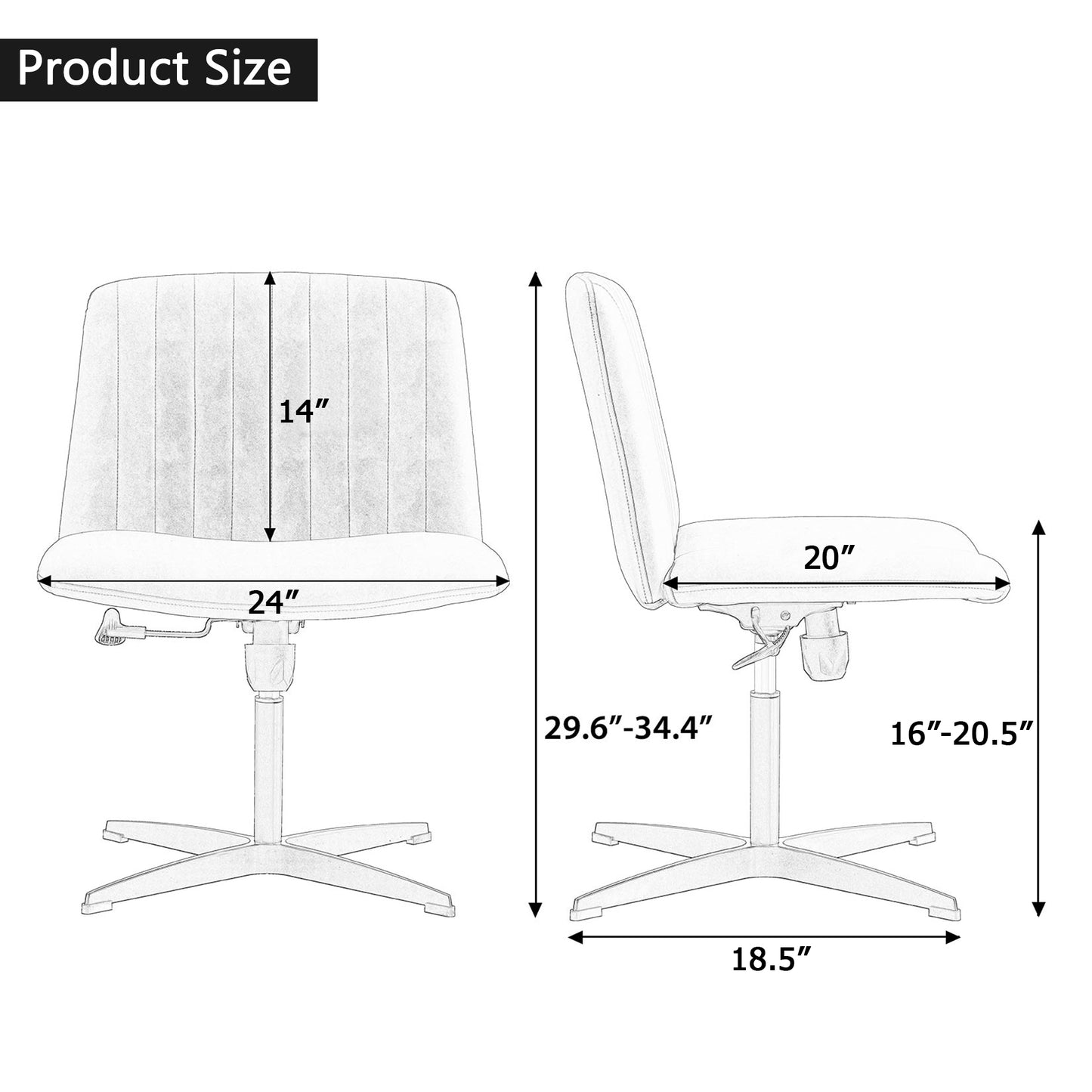 Black High Grade Pu Material. Home Computer Chair Office Chair Adjustable 360 ° Swivel Cushion Chair With Black Foot Swivel Chair Makeup Chair Study Desk Chair