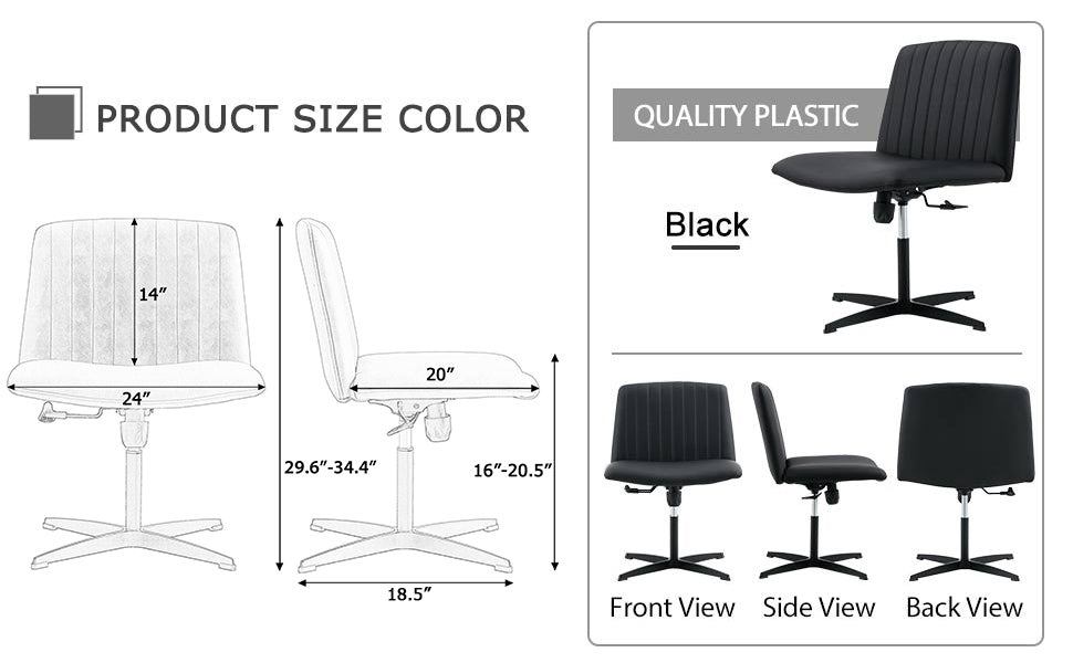 Black High Grade Pu Material. Home Computer Chair Office Chair Adjustable 360 ° Swivel Cushion Chair With Black Foot Swivel Chair Makeup Chair Study Desk Chair