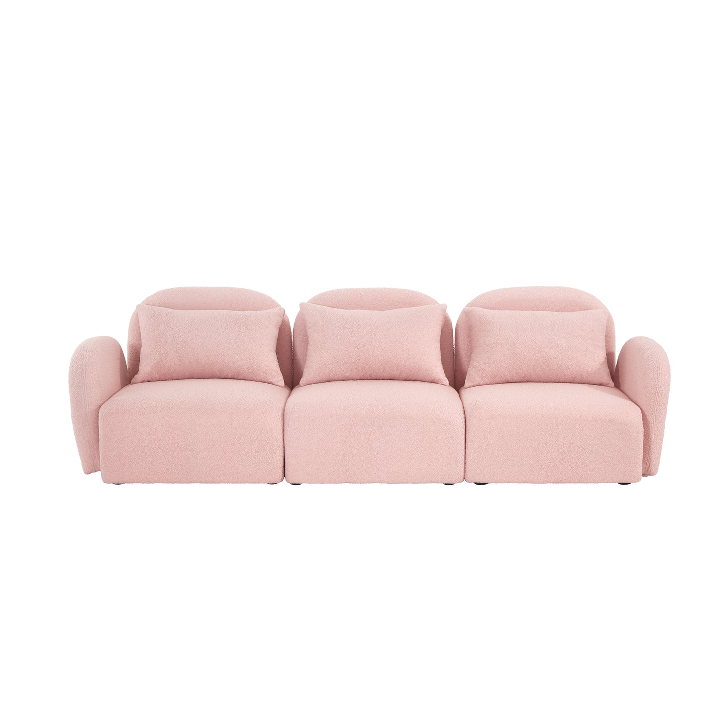 （最后5个库存）Living Room Furniture Three Seat Lazy Sofa Teddy Fabric Pink