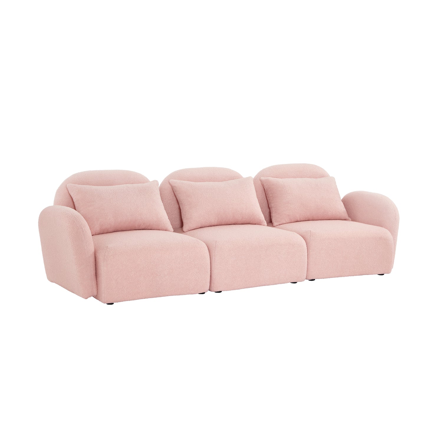 （最后5个库存）Living Room Furniture Three Seat Lazy Sofa Teddy Fabric Pink