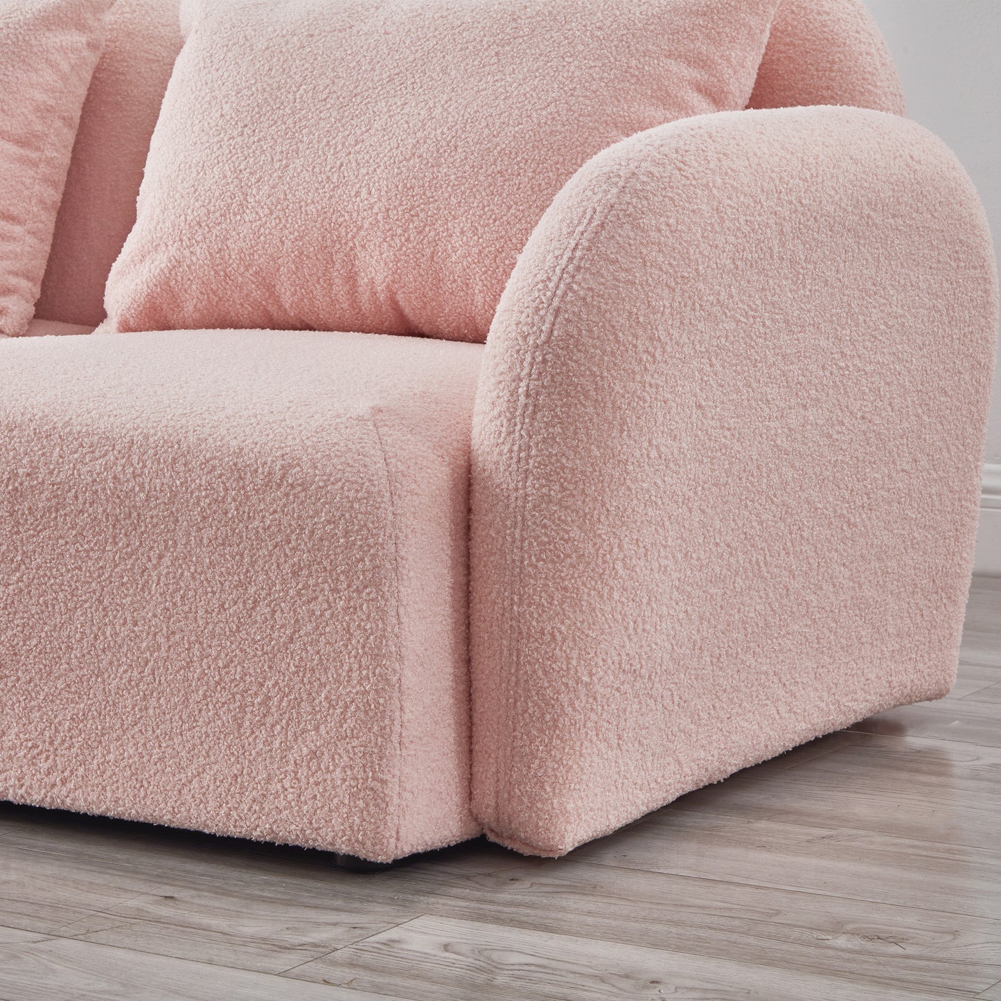 （最后5个库存）Living Room Furniture Three Seat Lazy Sofa Teddy Fabric Pink