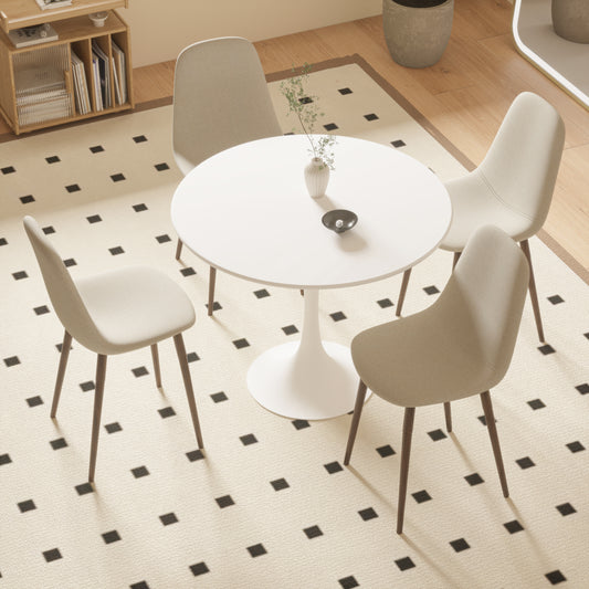 （缺货）White Round Dining Table, 31.5" Tulip Table Kitchen Dining Table 2-4 People with MDF Table Top & Pedestal Base, Mid-Century End Table Leisure Coffee Table Office Living Room Table