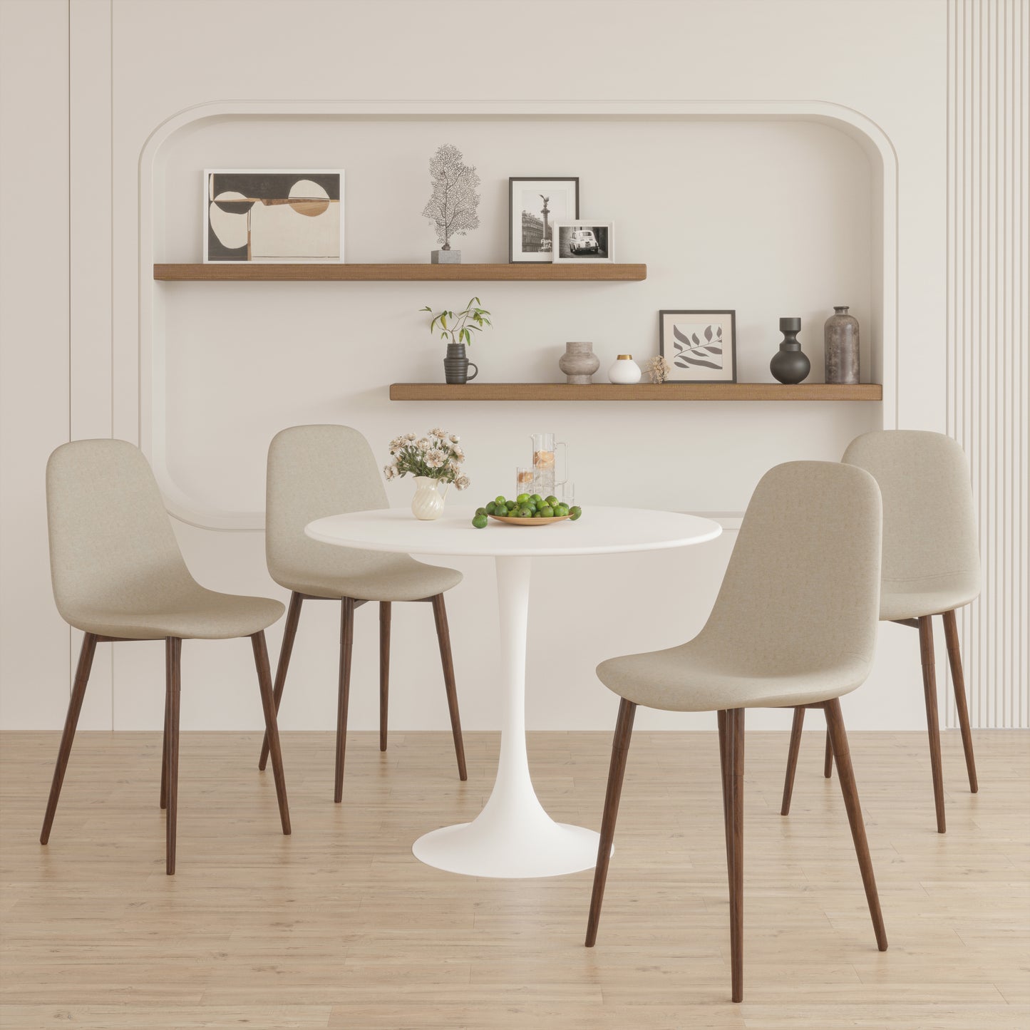 White Round Dining Table, 31.5" Tulip Table Kitchen Dining Table 2-4 People with MDF Table Top & Pedestal Base, Mid-Century End Table Leisure Coffee Table Office Living Room Table